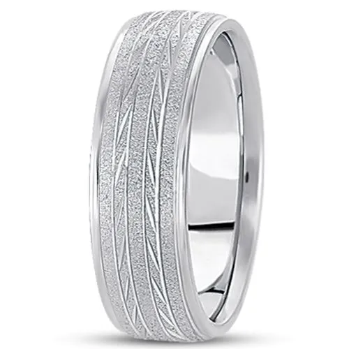 14K Gold Mens Fancy Diamond Cut Wedding Band (7mm)