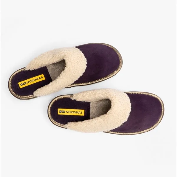 1753 (AFELPADO) Ladies Suede Mule Slippers Purple