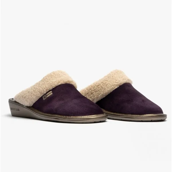 1753 (AFELPADO) Ladies Suede Mule Slippers Purple