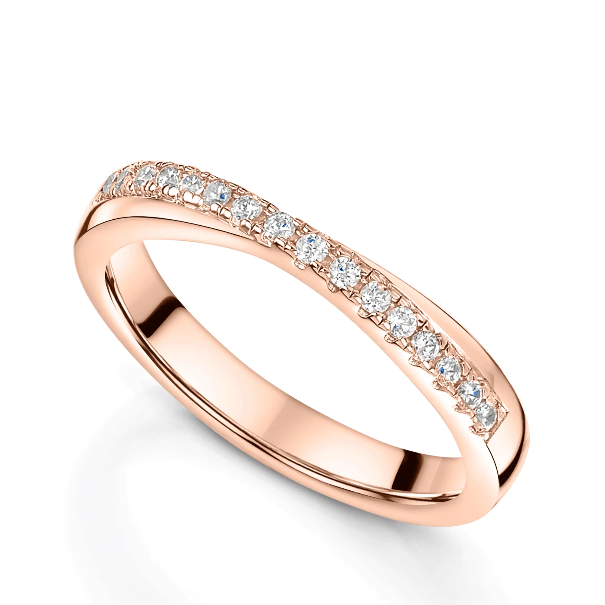 18ct Rose Gold Diamond Cross Over Wedding Ring