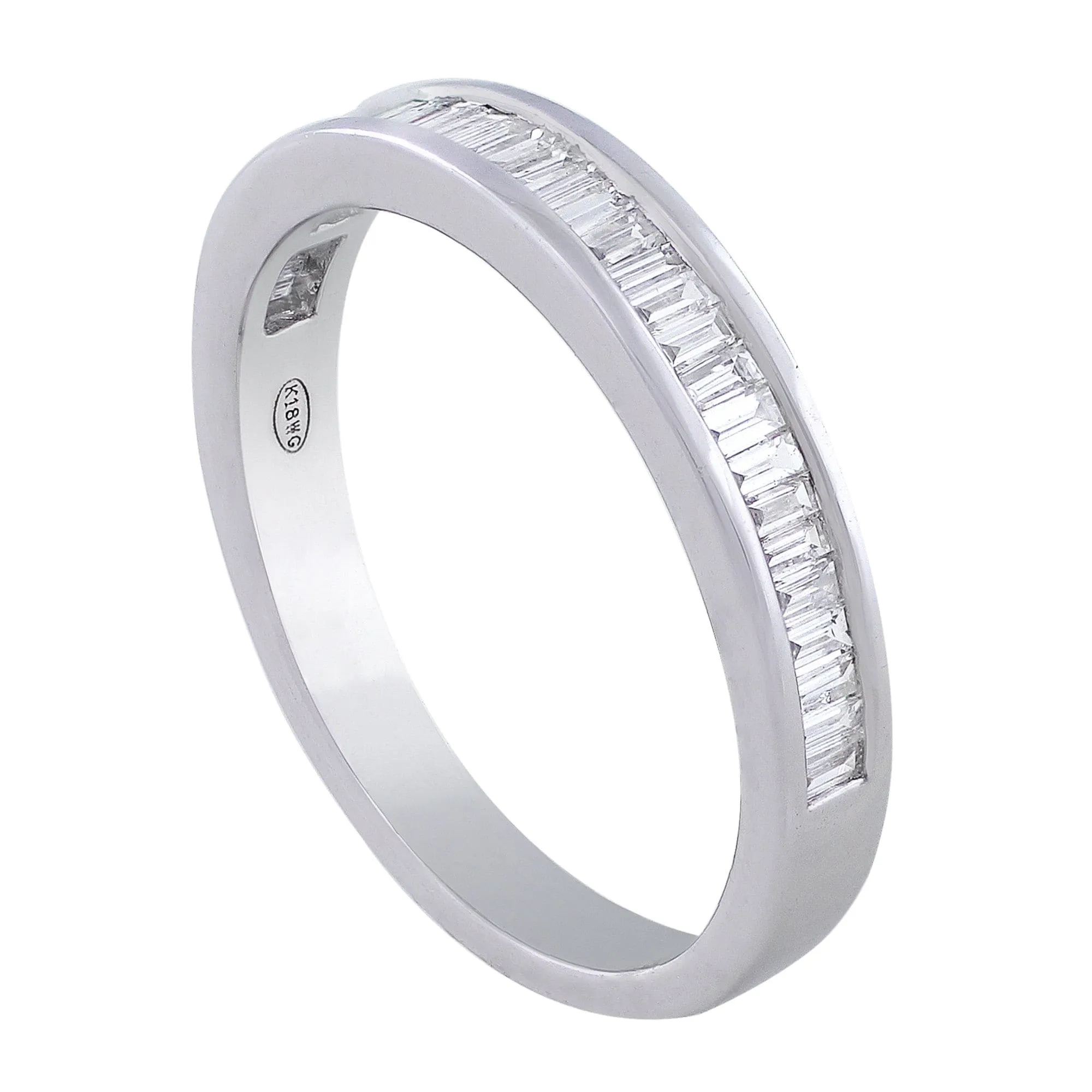 18k White Gold Baguette Cut Diamond Wedding Band