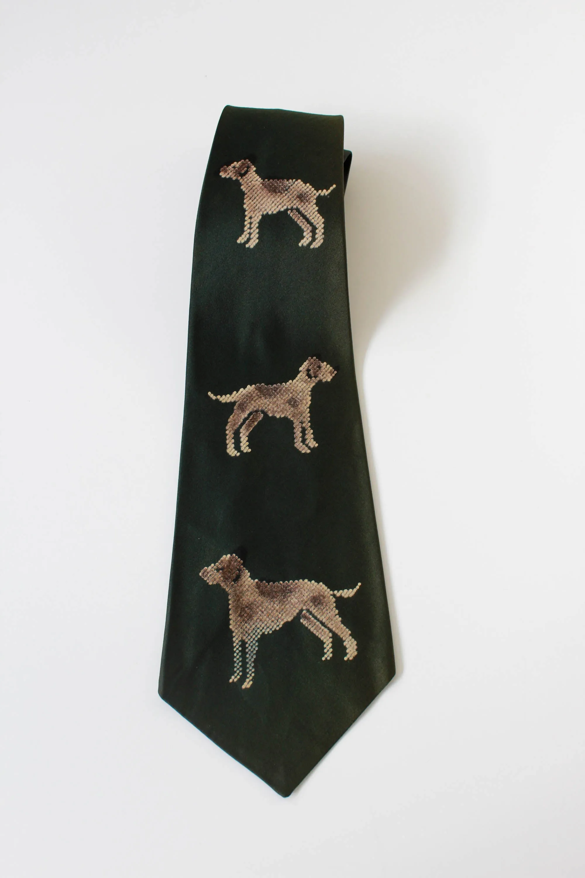 1940s Fuzzy Dog Necktie, Green