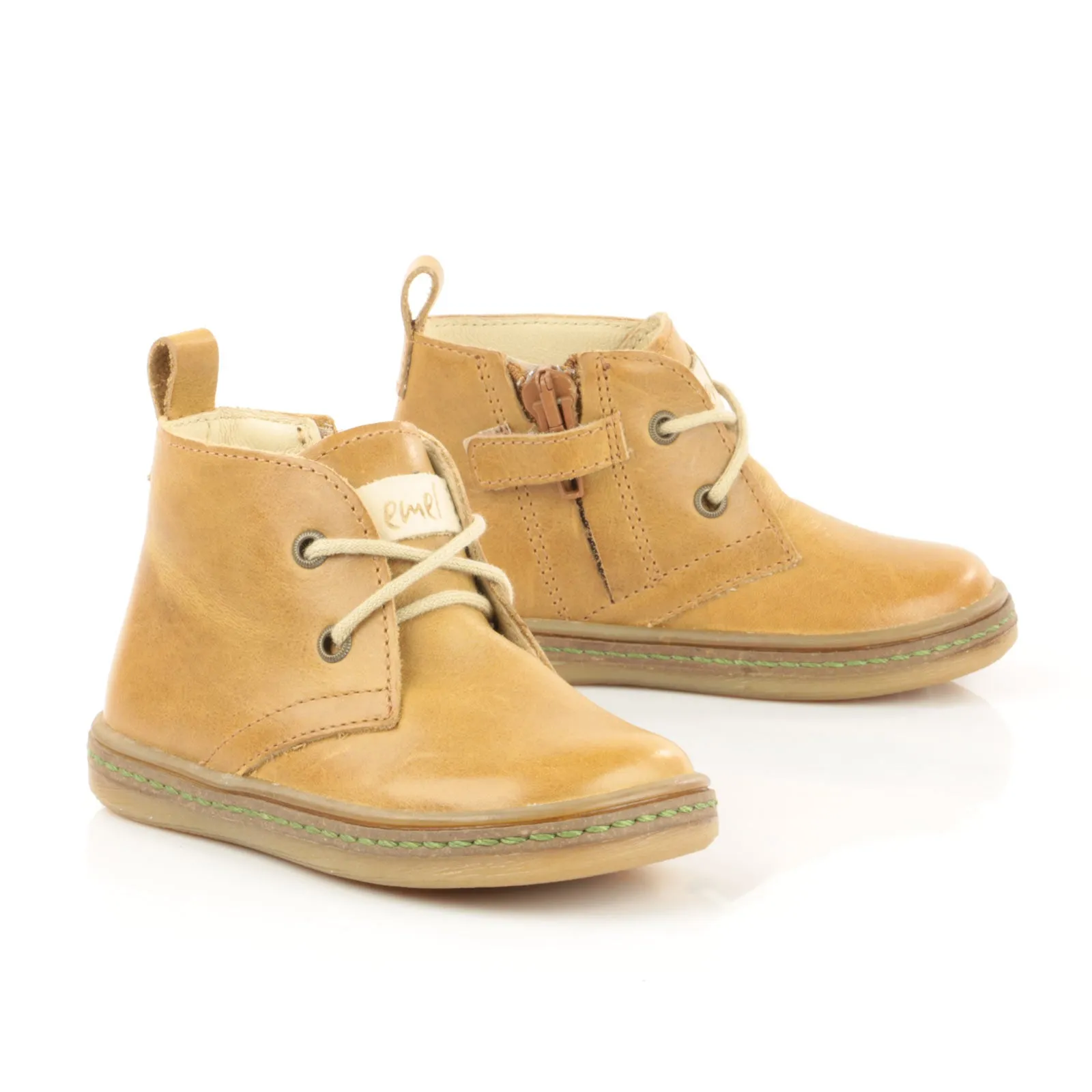 (2621-6) Emel mustard lace-up shoes with zipper