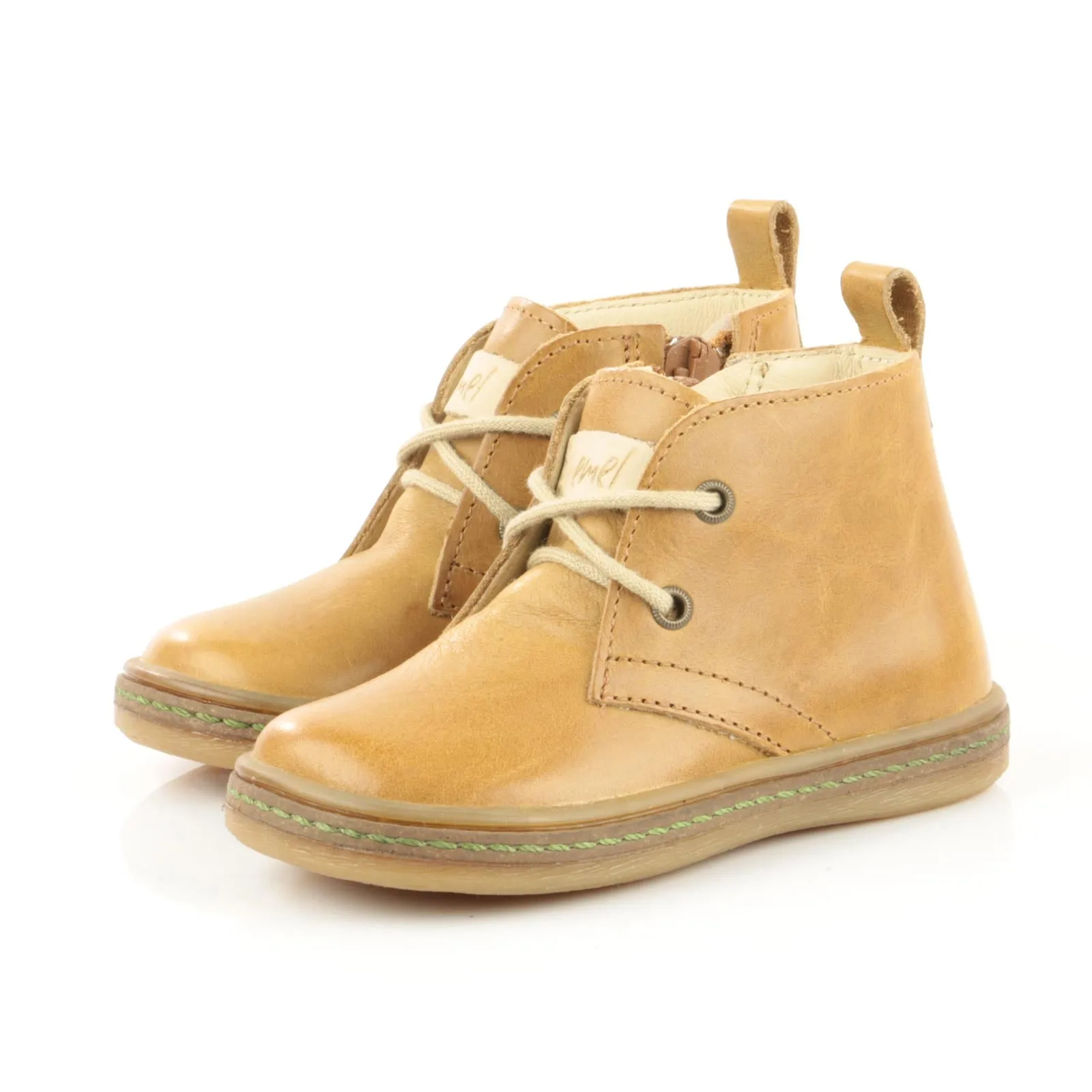 (2621-6) Emel mustard lace-up shoes with zipper