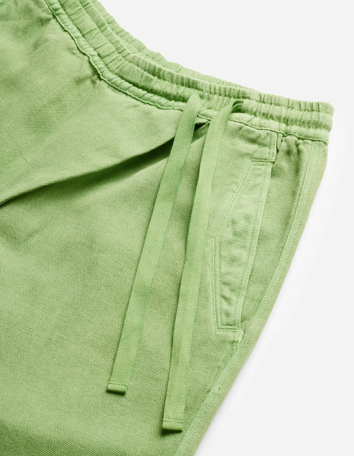 5007 Hemp Asym Loose Track Shorts Bamboo Green