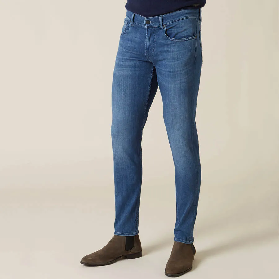 7 For All Mankind - Slimmy Tapered Luxe Jeans in Mid Blue