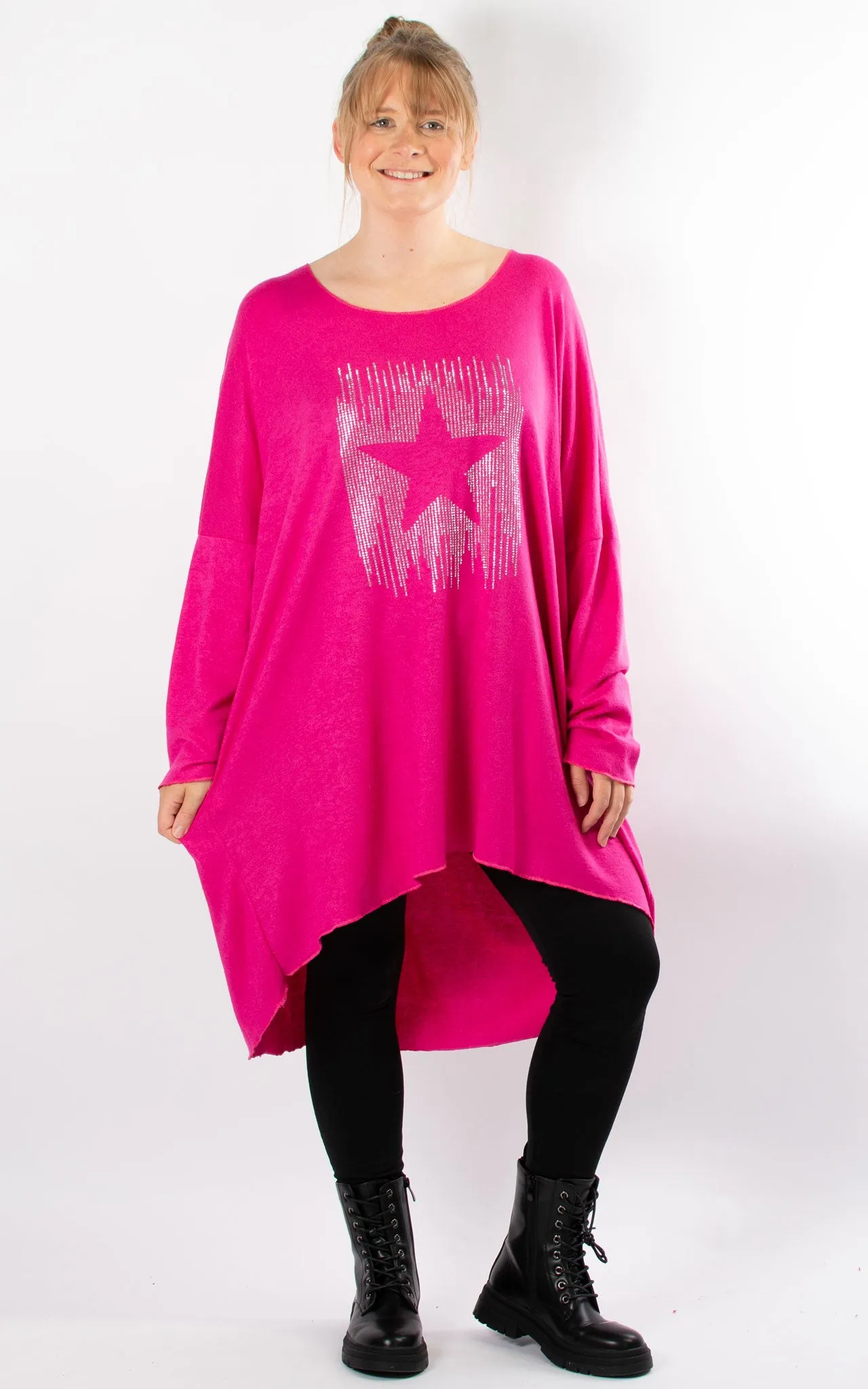 Amy Soft Knit Top | Star | Hot Pink