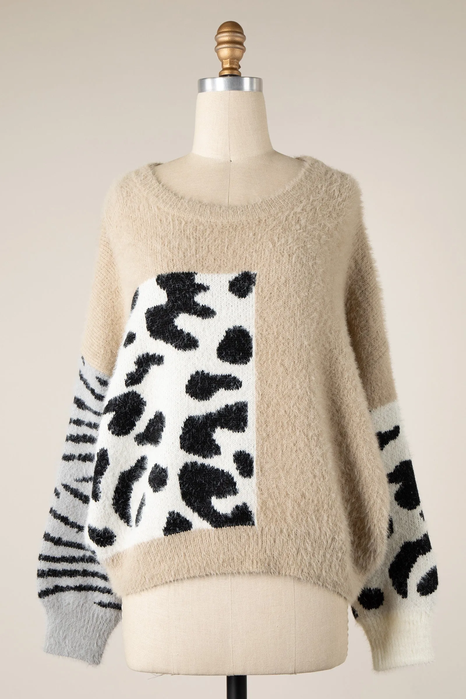 ANIMAL PRINT DETAIL SWEATER 1 PACK