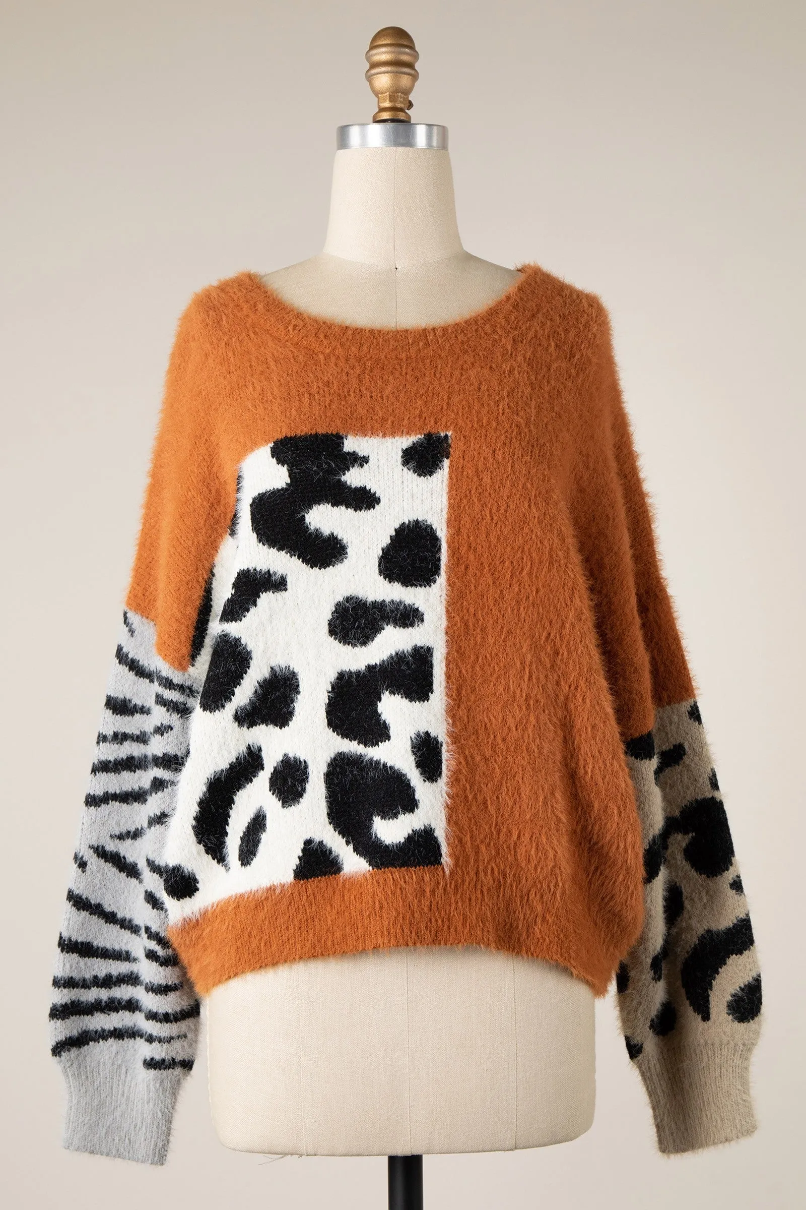 ANIMAL PRINT DETAIL SWEATER 1 PACK