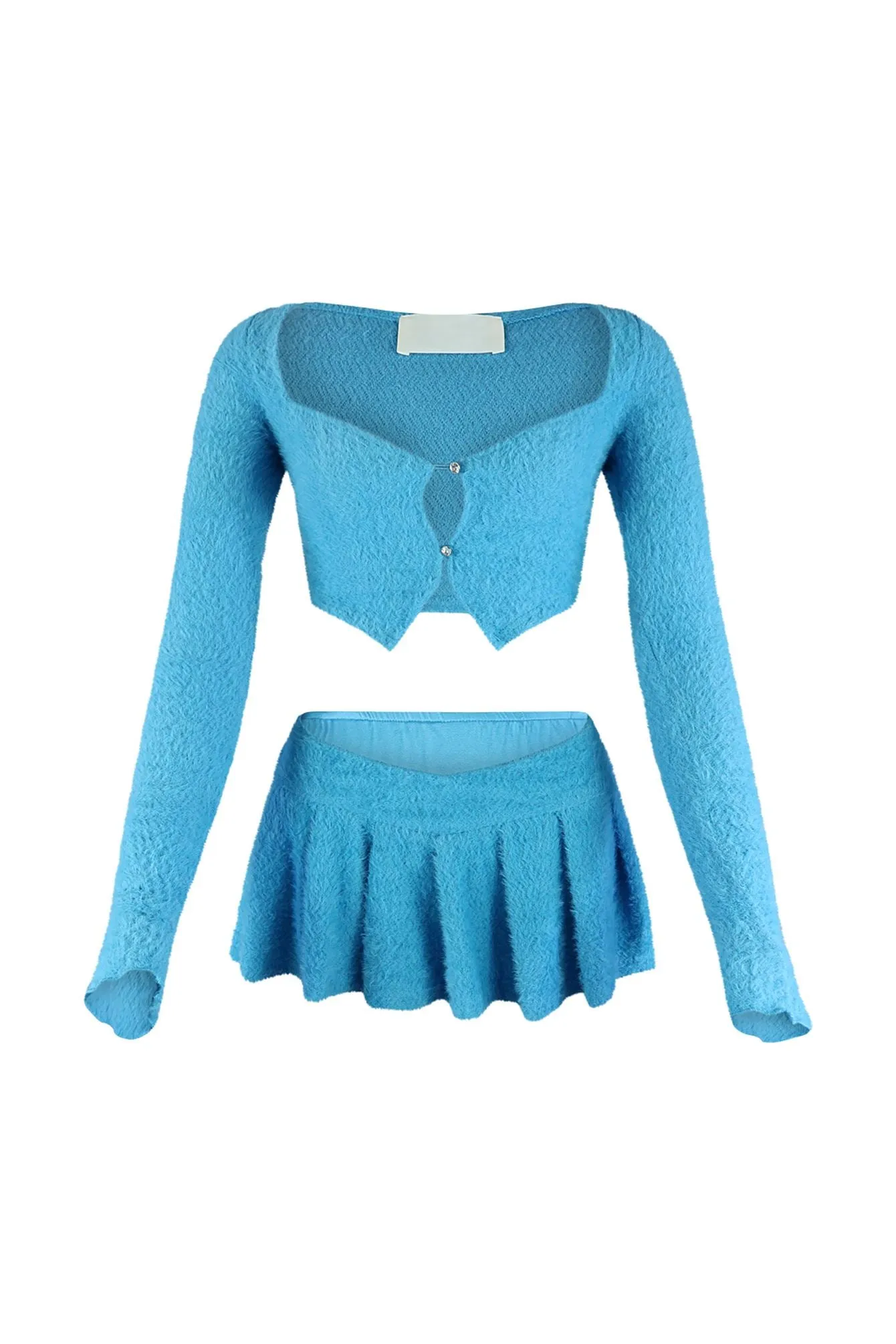 As Time Goes Fuzzy Cardigan Top & Skirt SET