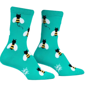 Bee Happy Fuzzy Women's Crew Socks