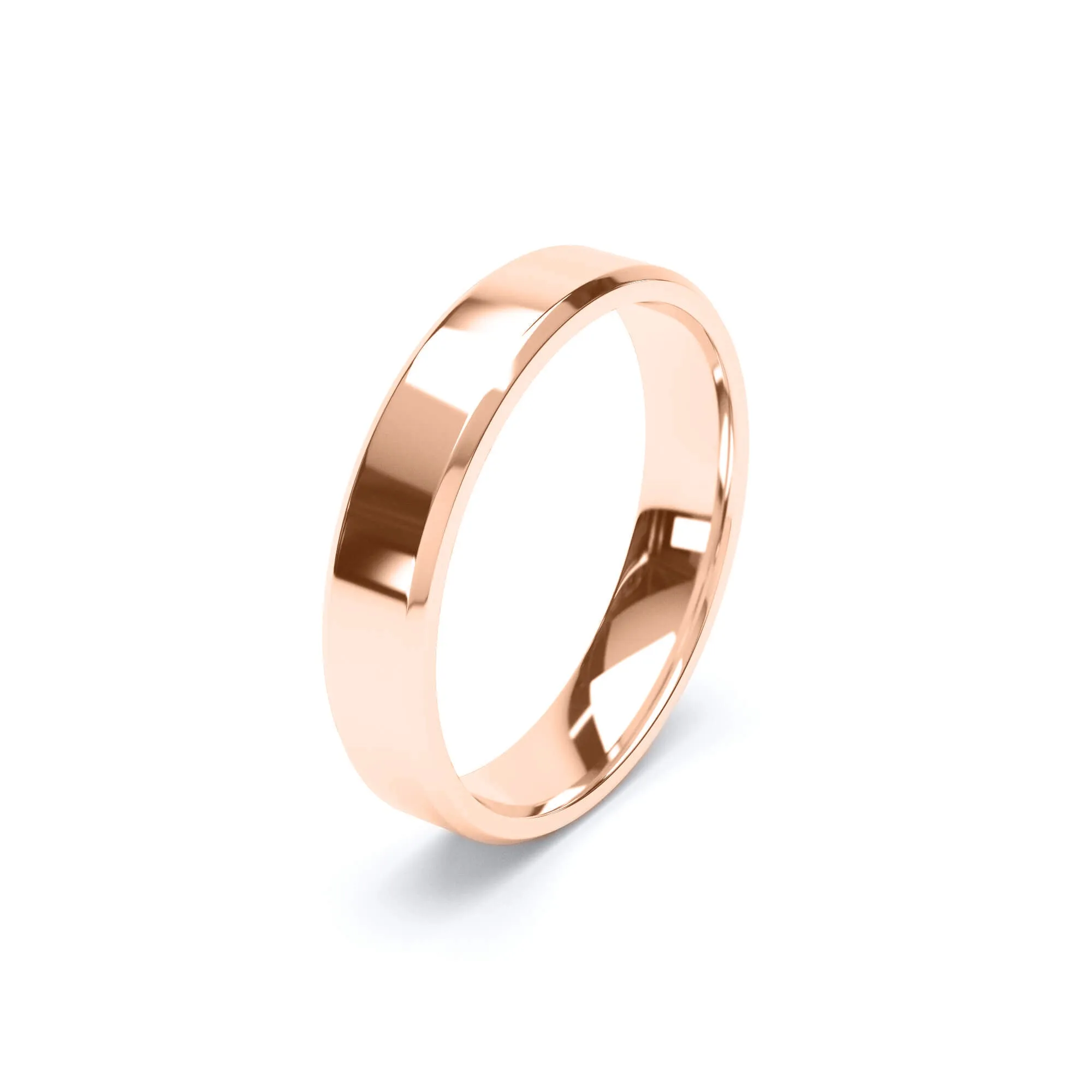 - Bevelled Edge Profile Wedding Ring 18k Rose Gold