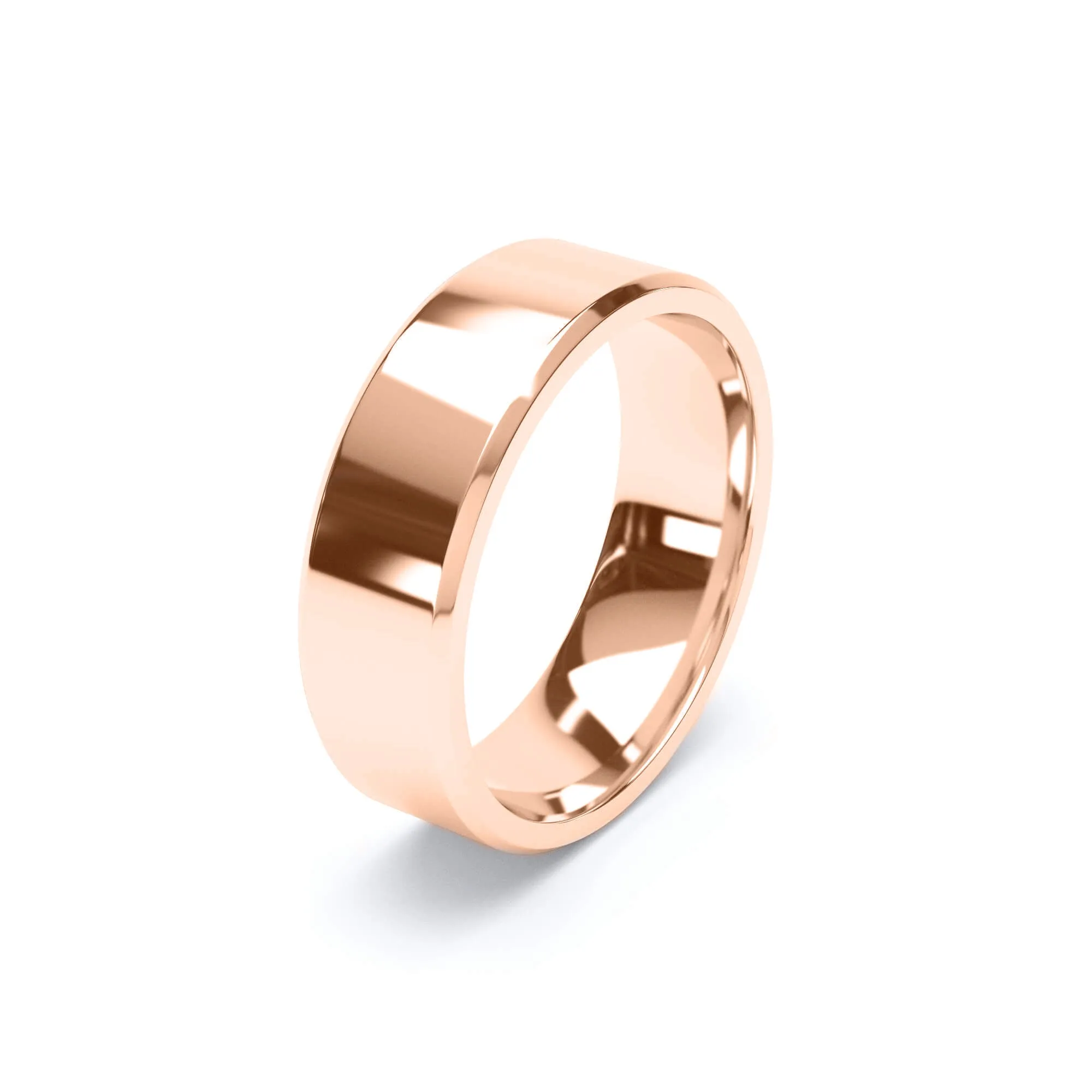 - Bevelled Edge Profile Wedding Ring 18k Rose Gold