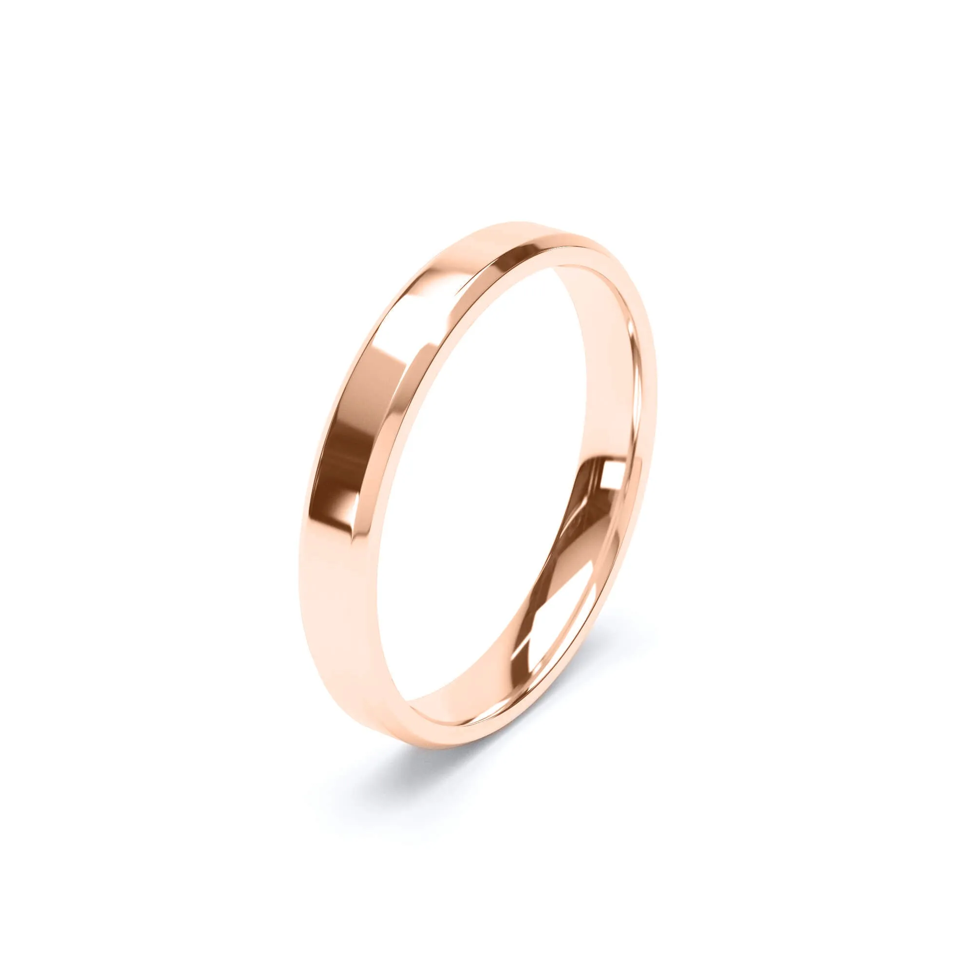 - Bevelled Edge Profile Wedding Ring 18k Rose Gold