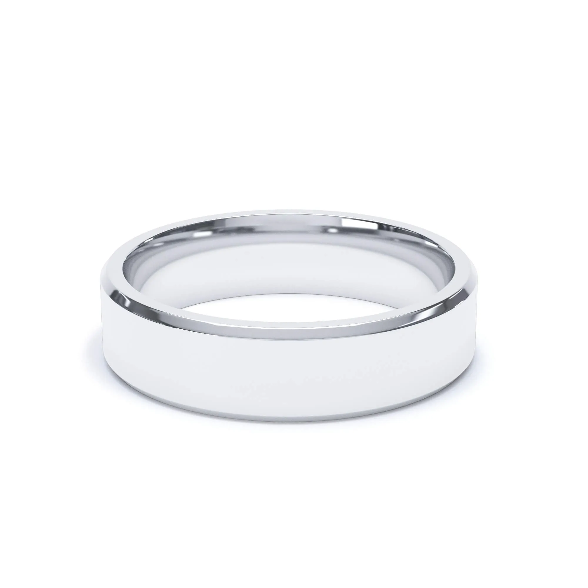 - Bevelled Edge Profile Wedding Ring 18k White Gold