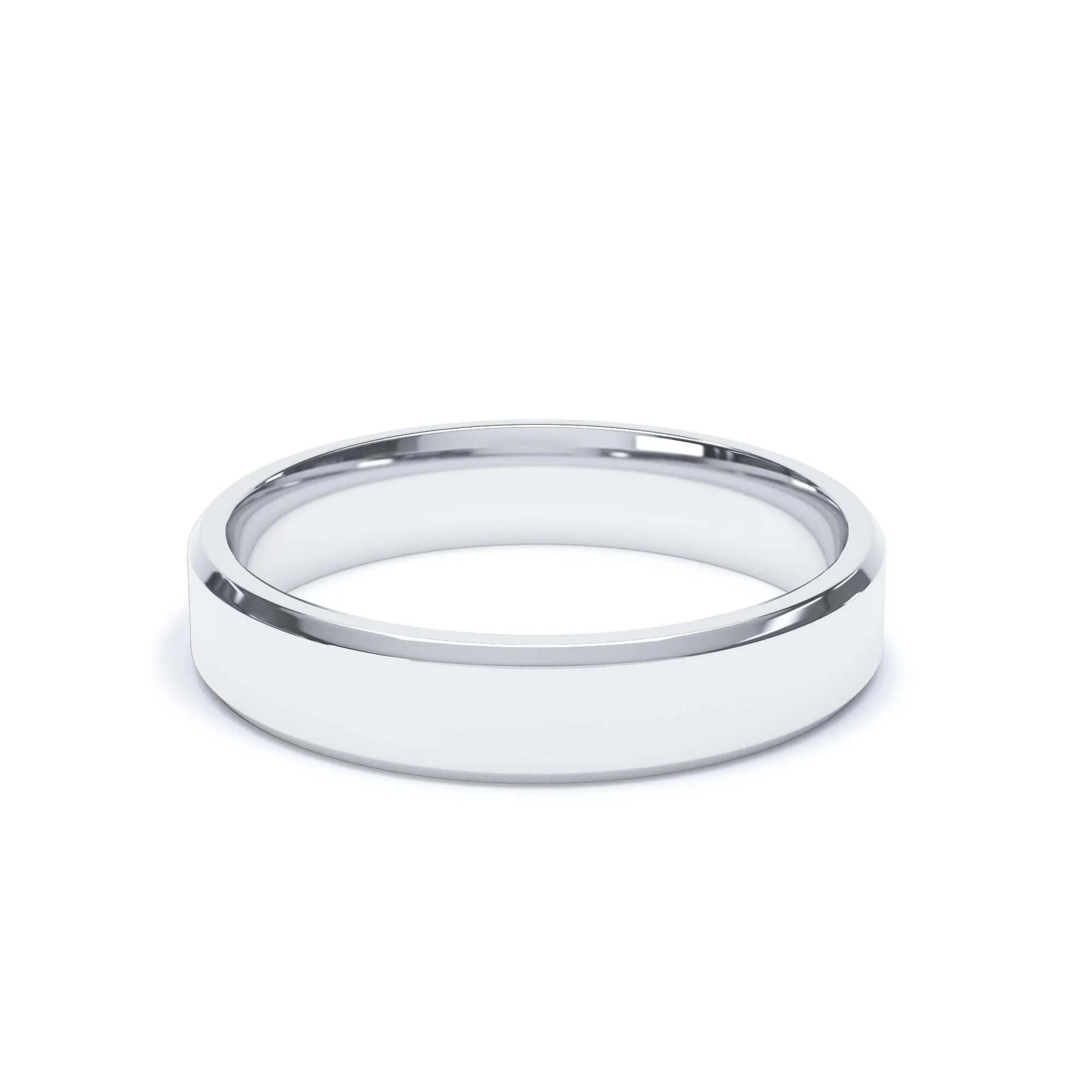 - Bevelled Edge Profile Wedding Ring 18k White Gold