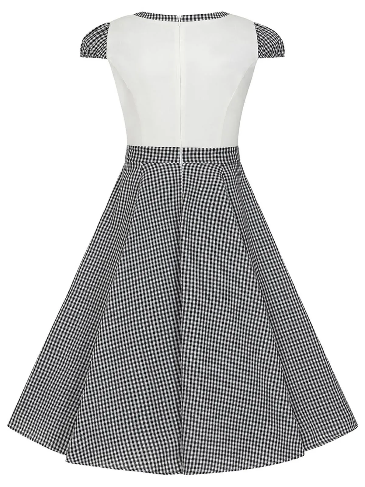 Black & White Gingham Contrast Vintage Style Swing Dress