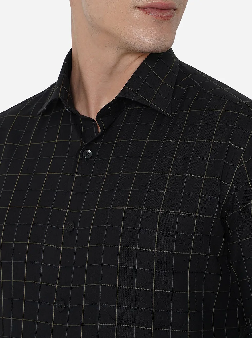 Black Checked Slim Fit Formal Shirt | Metal