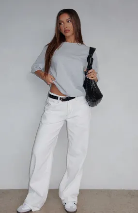 Bring The Style Low Rise Wide Leg Jeans Off White