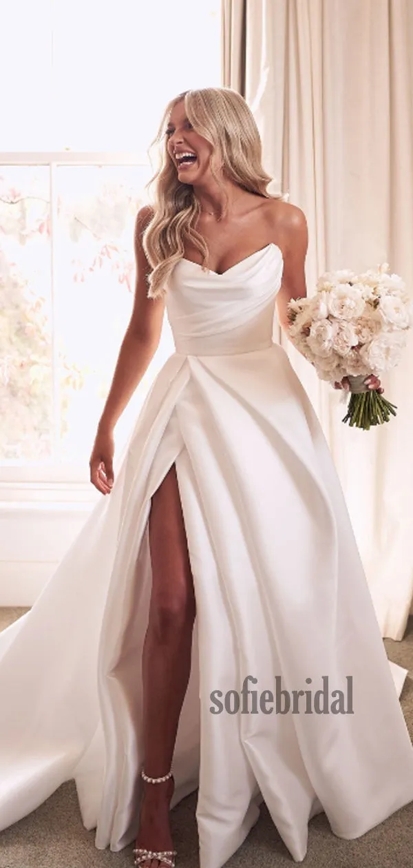 Cheap Sweetheart A-line Satin Long Wedding Dresses Online,SFWD0025