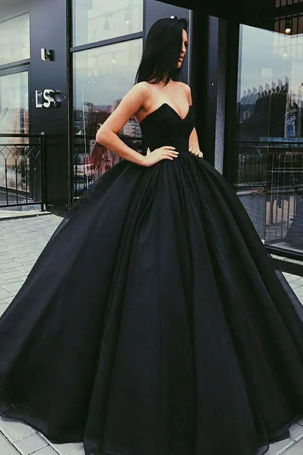 Chic Black Ball Gown Long Prom Dresses, Evening Dresses Party Dress, M282