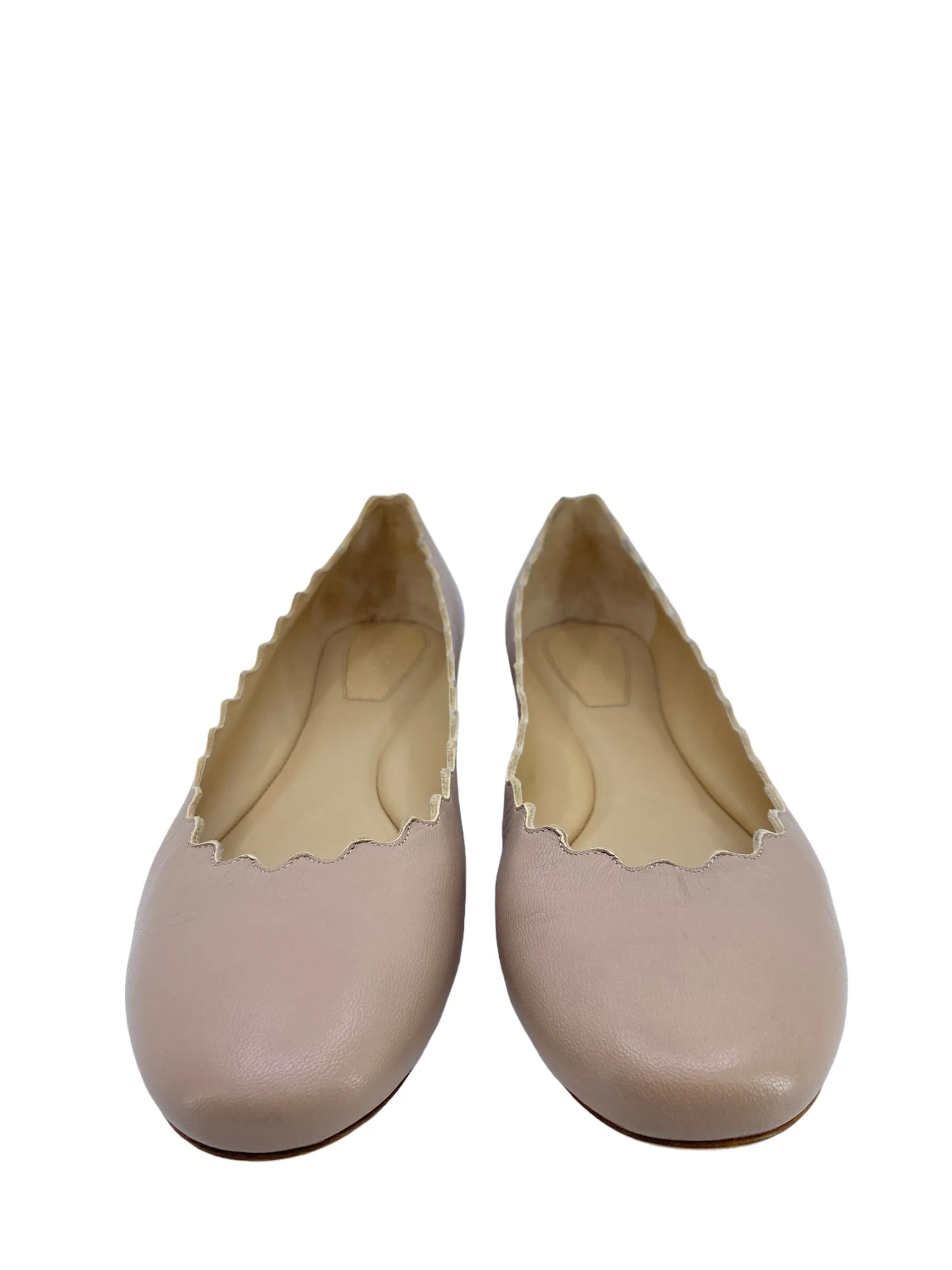 Chloe Lauren Scalloped Leather Ballet Flats Size 8.5