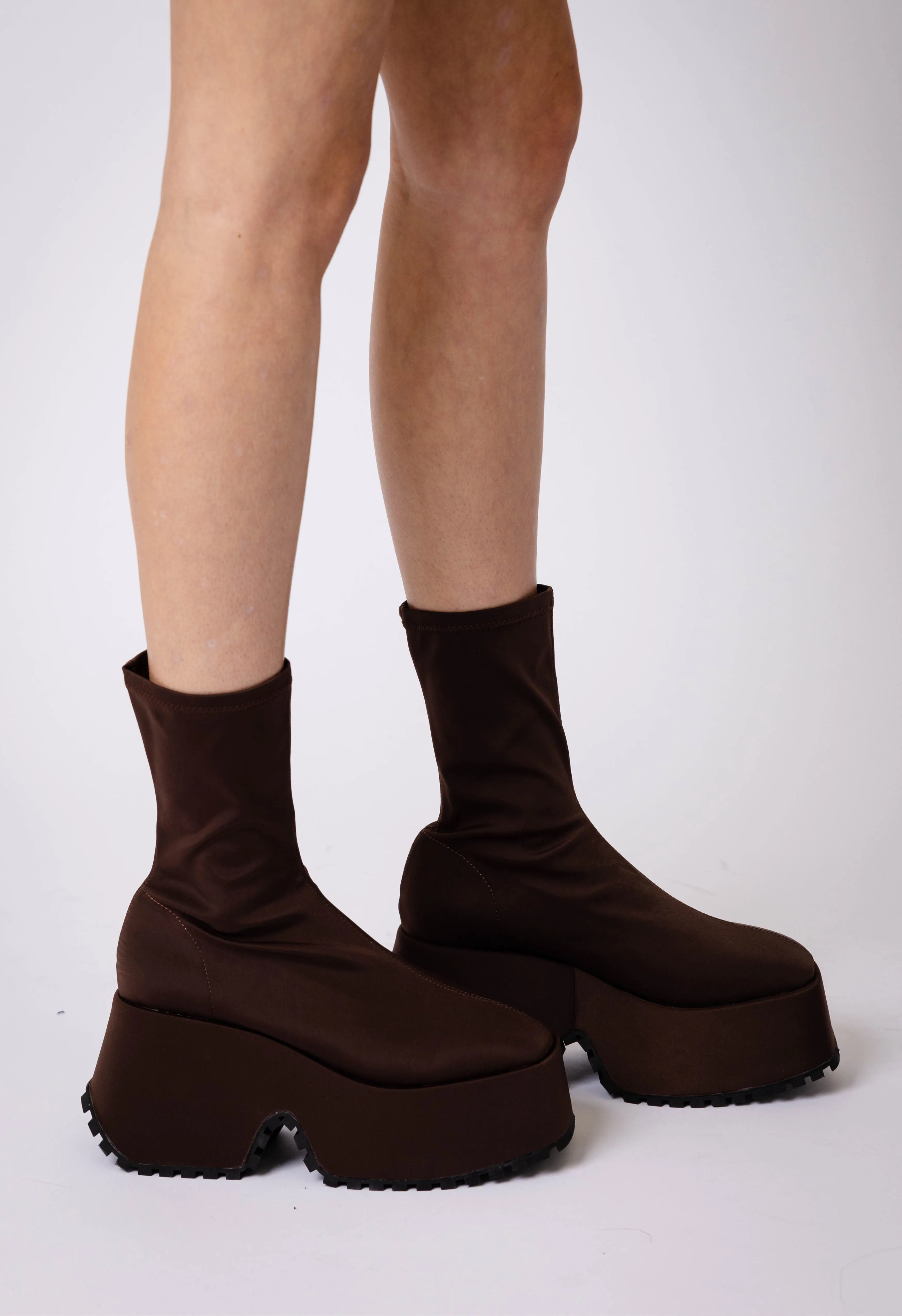 Chocolate Platform Sock Bootie