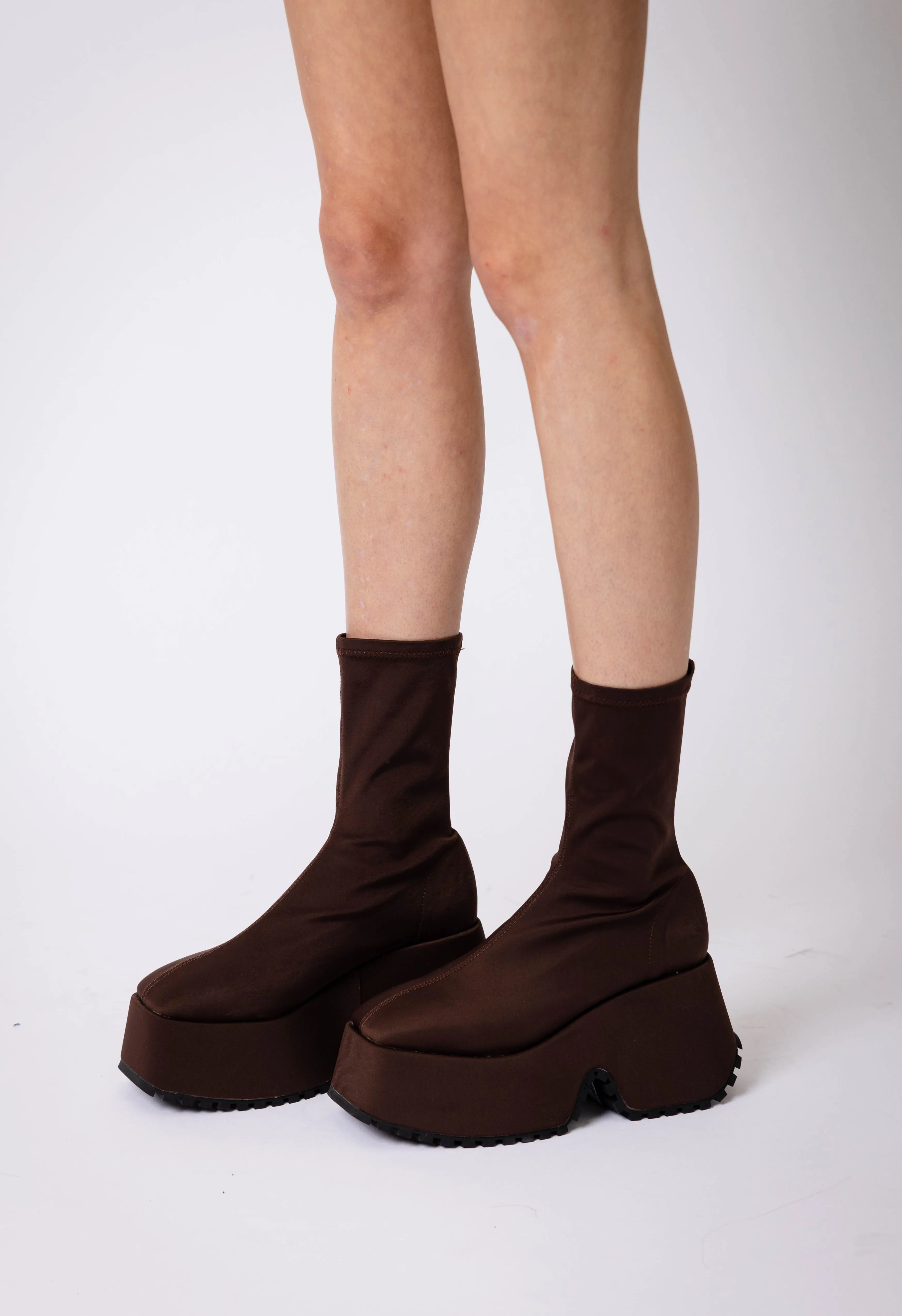 Chocolate Platform Sock Bootie