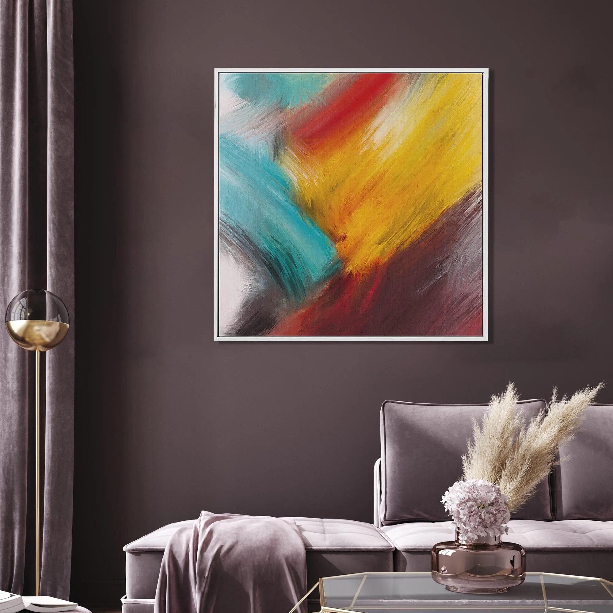 Colour Brush Framed Canvas