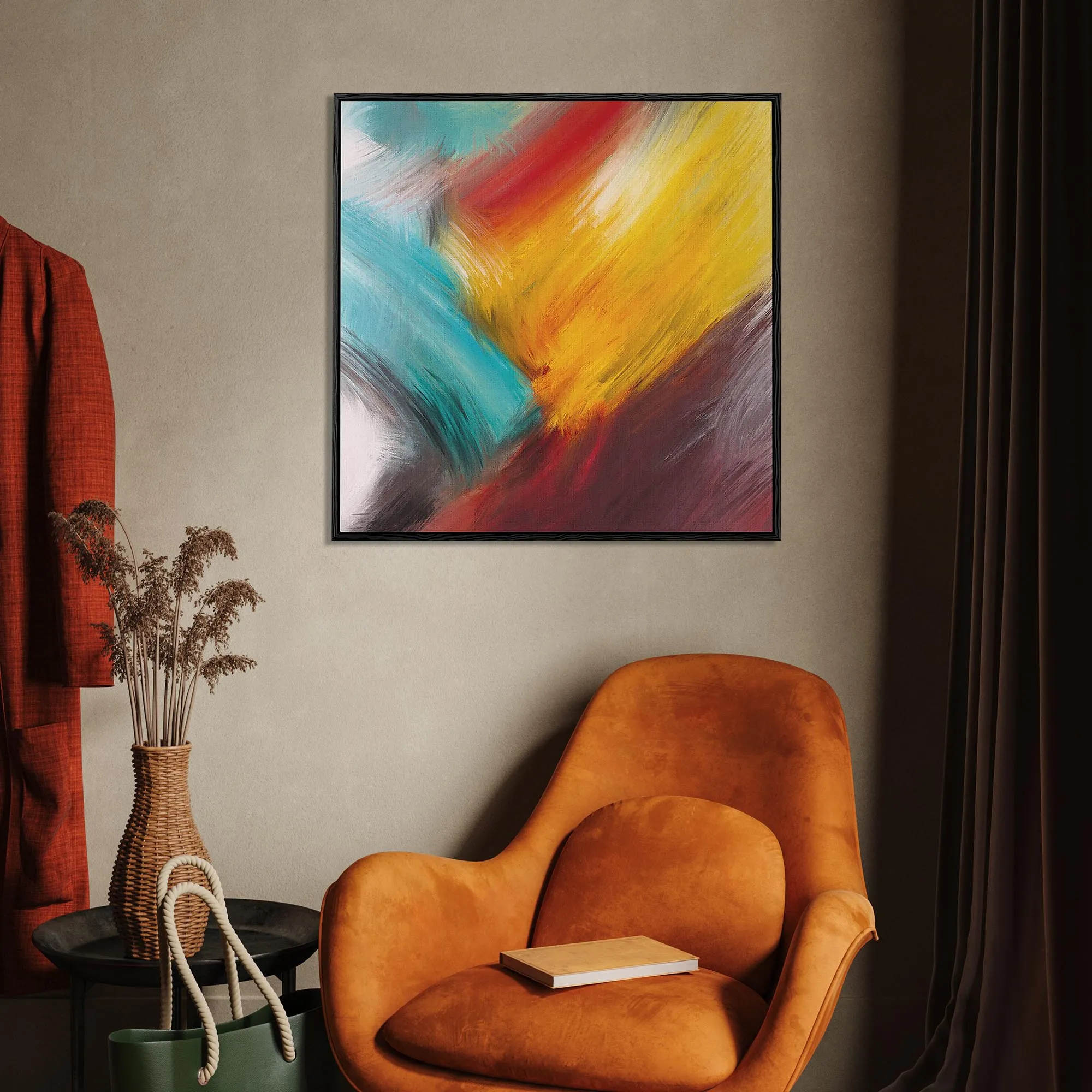 Colour Brush Framed Canvas