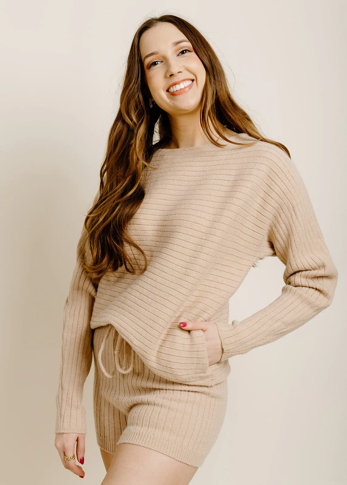 Cozy Ribbed Sweater Short Set