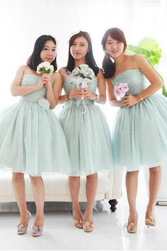 Dusty Green Short Bridesmaid Dress,Tulle Bridesmaid Dress,Mismatched Bridesmaid Dress,SVD477