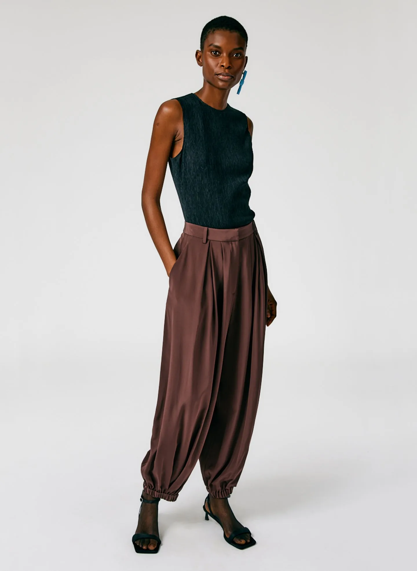 Eco Silk Pleated Balloon Pant - Regular