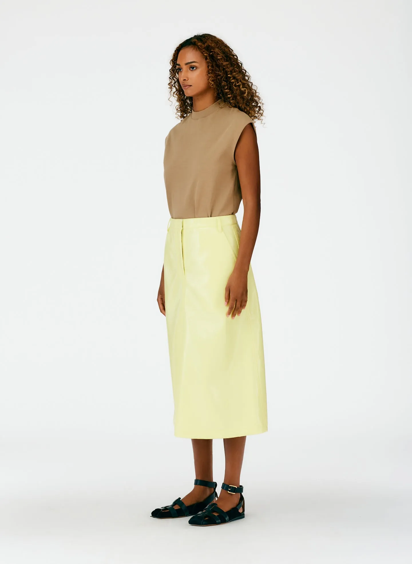 Faux Patent Leather Maxi Aline Skirt