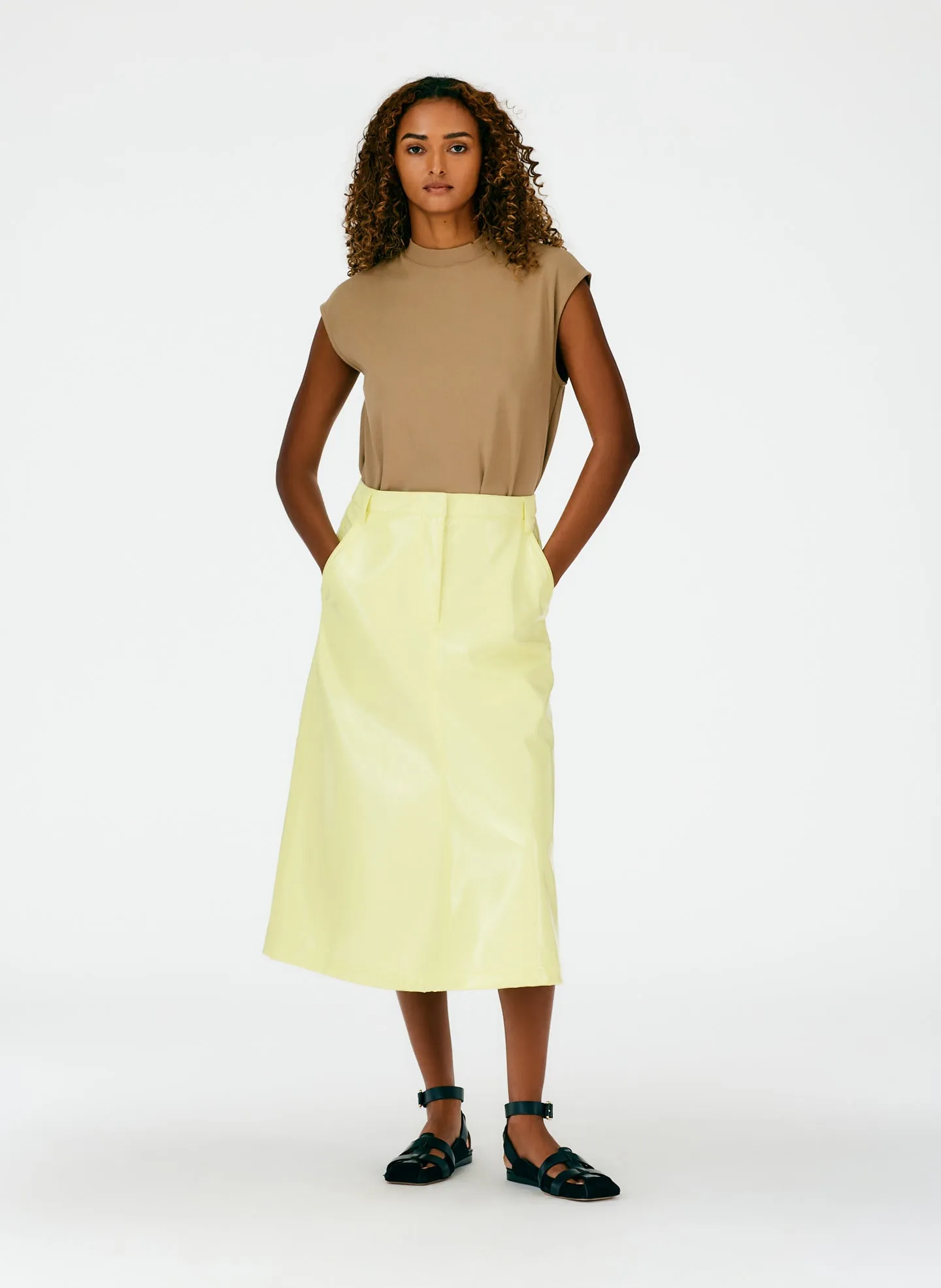 Faux Patent Leather Maxi Aline Skirt