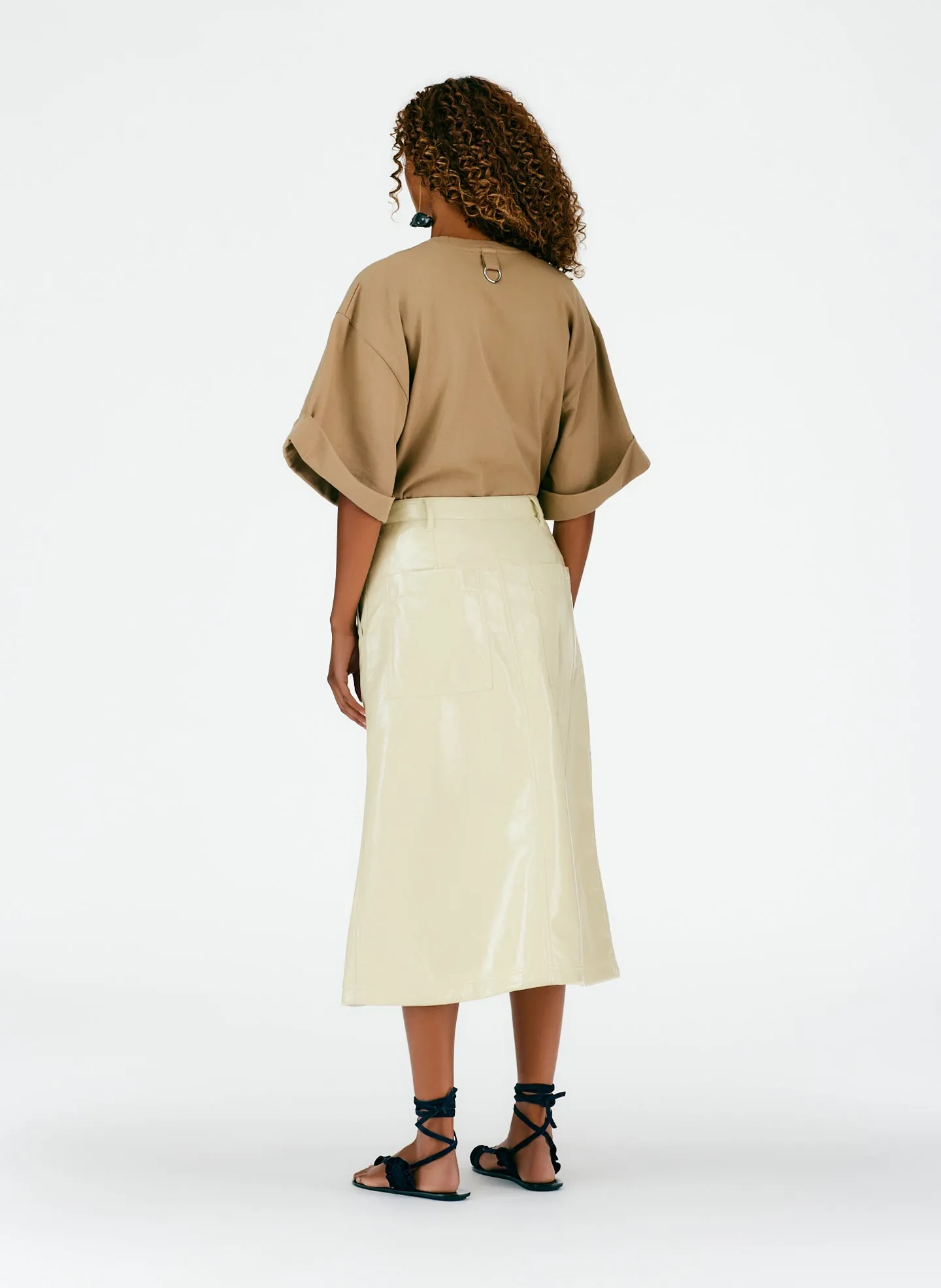 Faux Patent Leather Maxi Aline Skirt