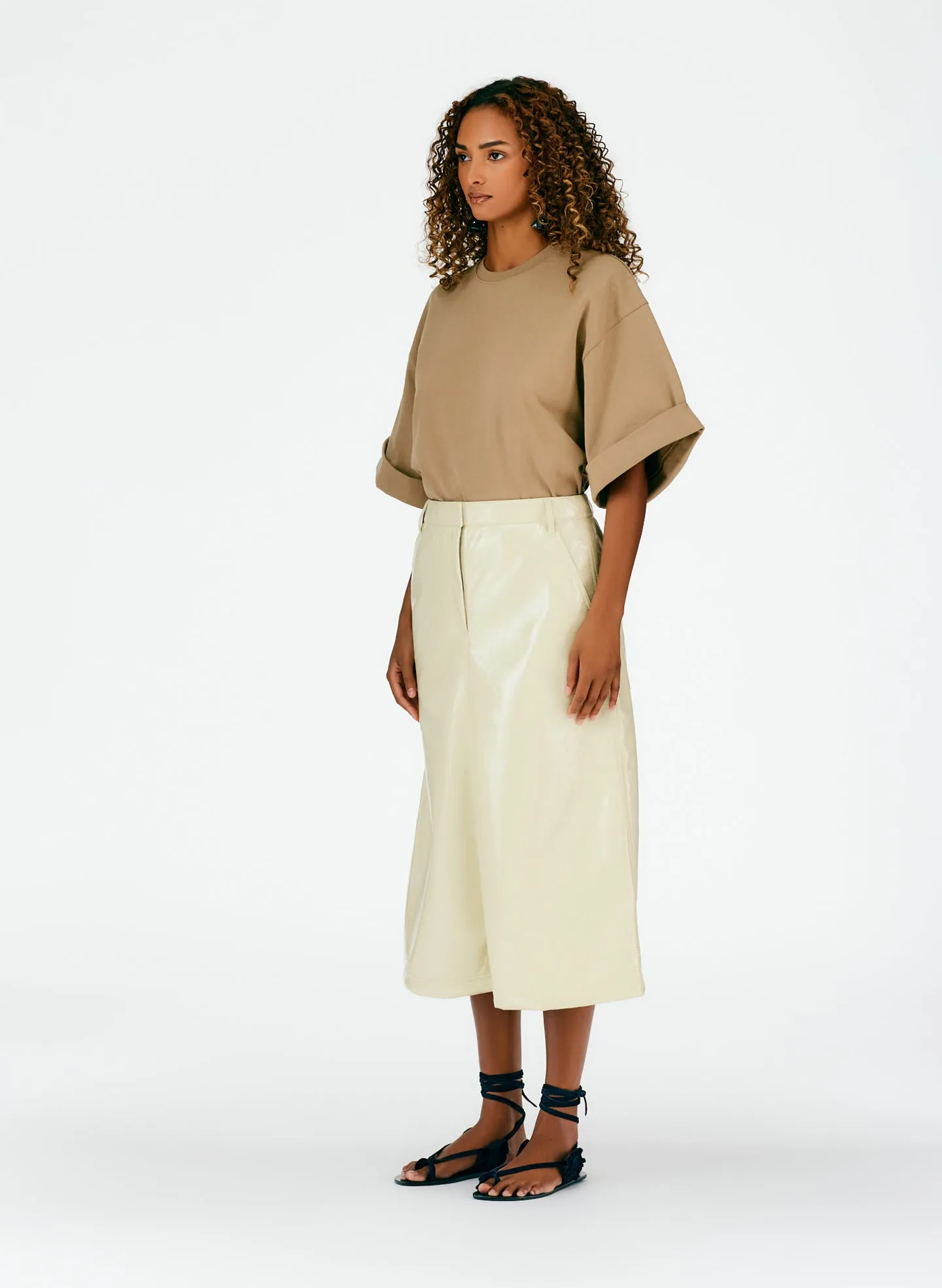 Faux Patent Leather Maxi Aline Skirt