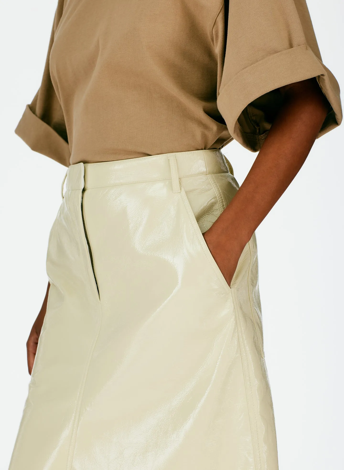 Faux Patent Leather Maxi Aline Skirt