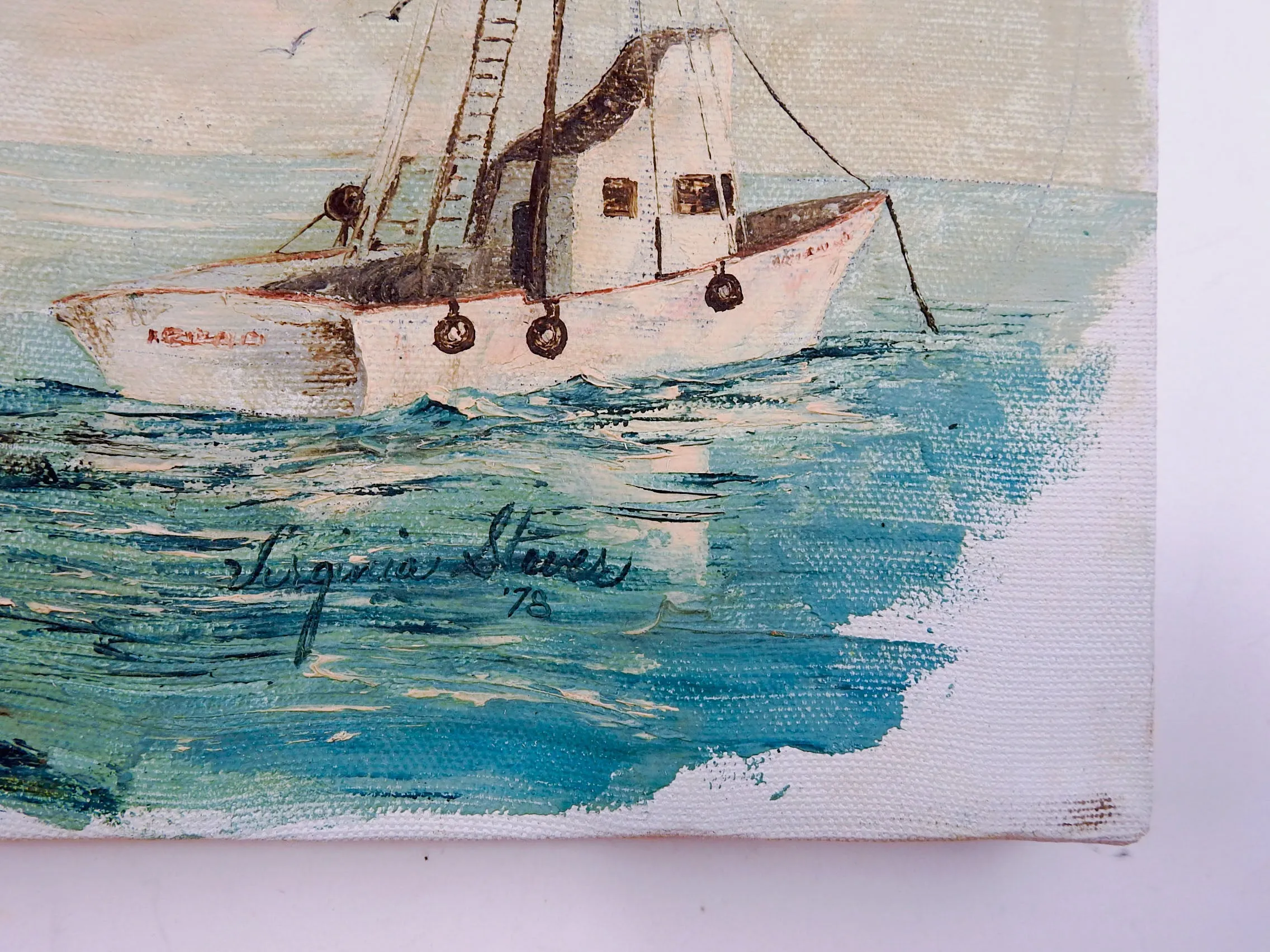 Fishing Boat & Harbor Painting