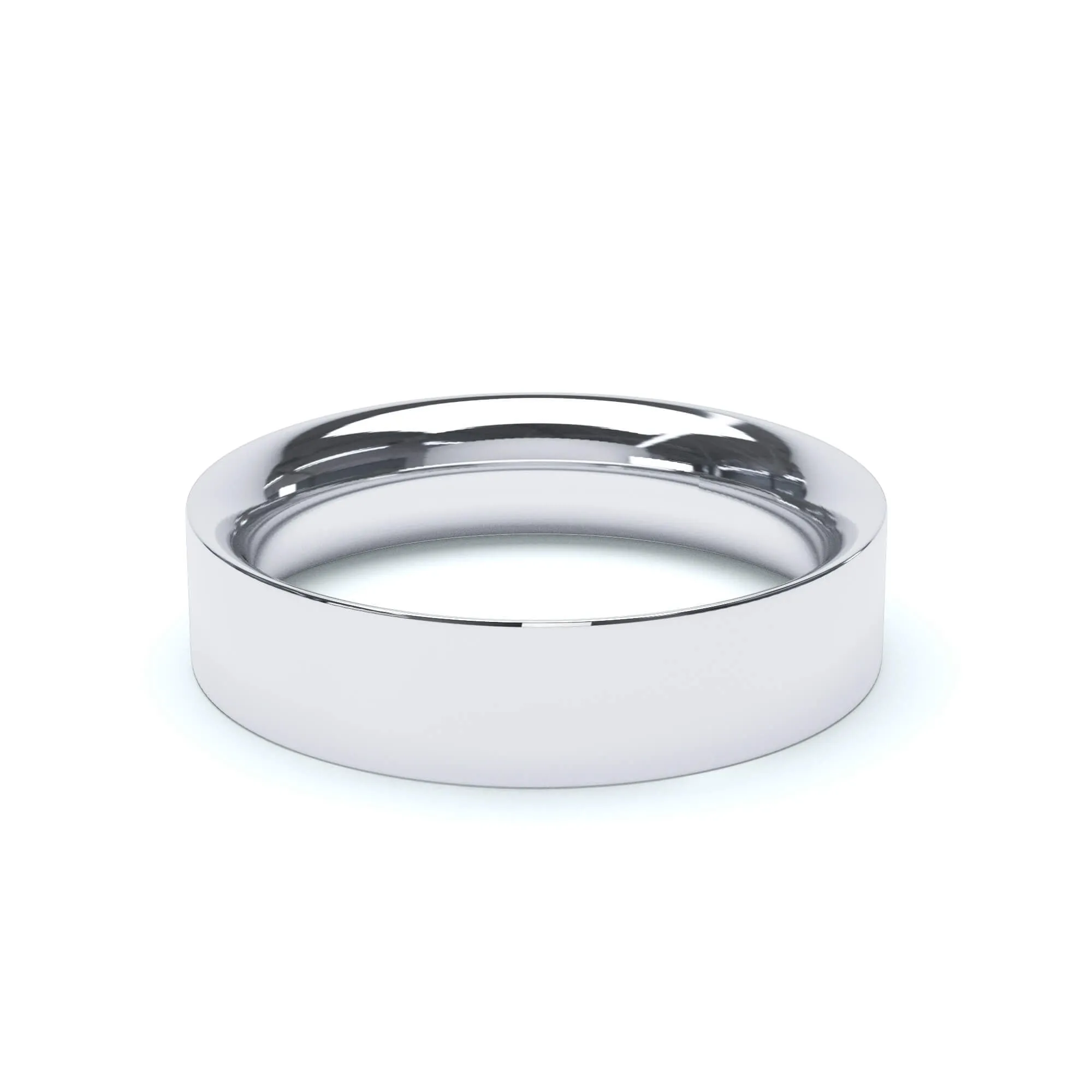 - Flat Court Profile Wedding Ring 18k White Gold