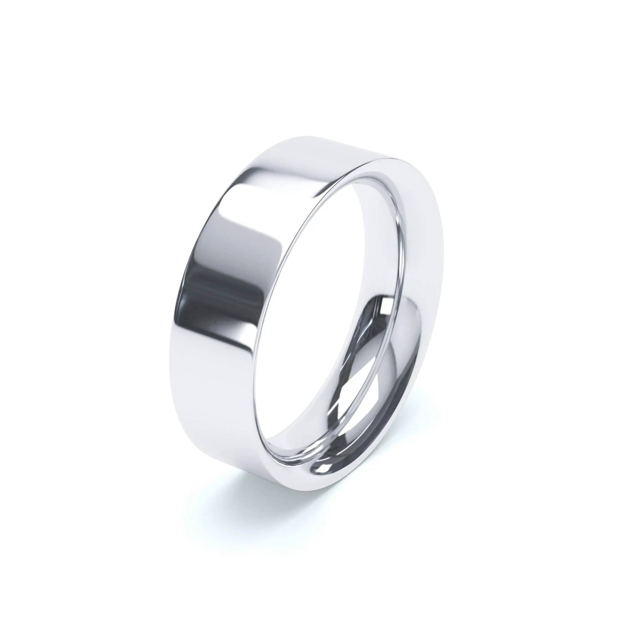 - Flat Court Profile Wedding Ring 18k White Gold