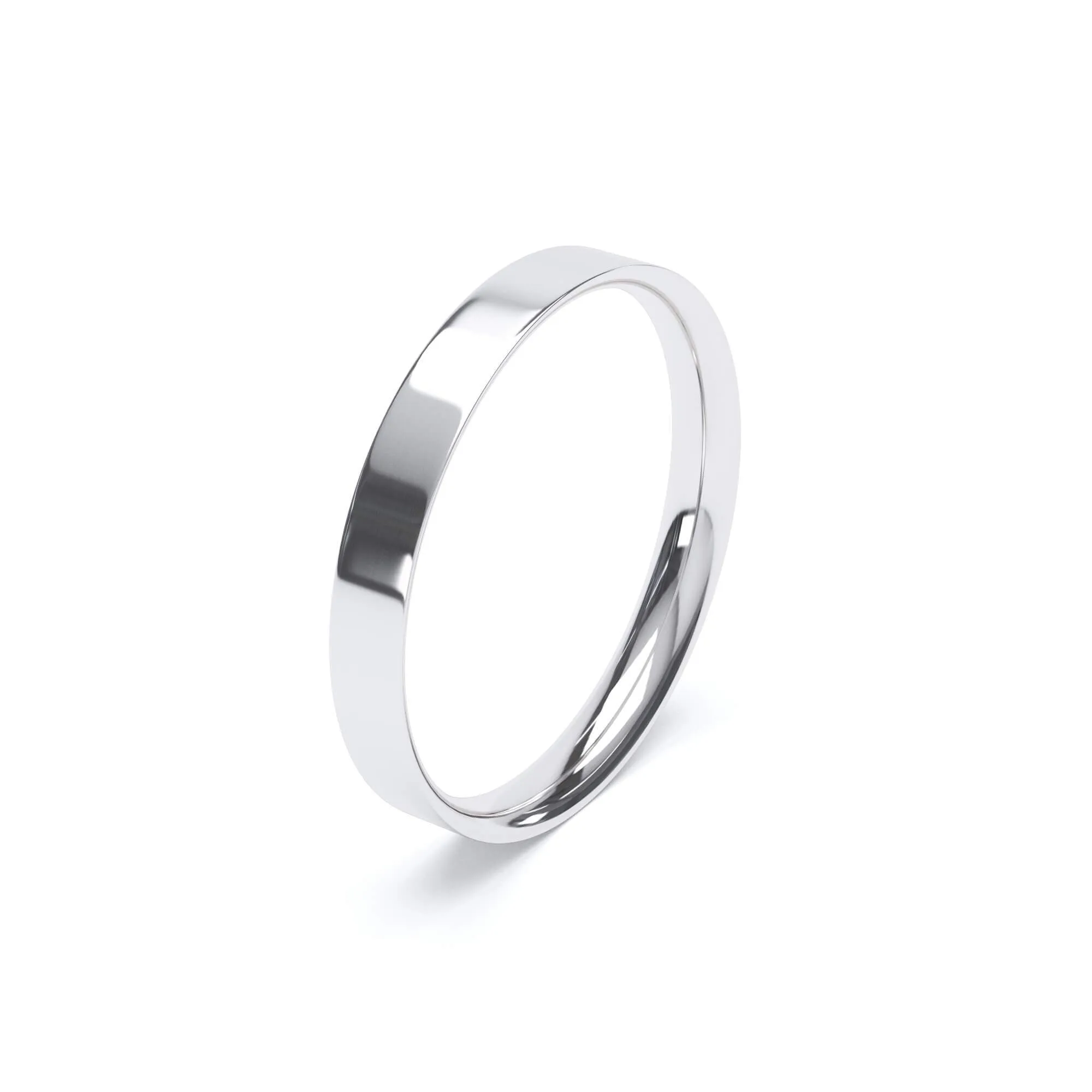 - Flat Court Profile Wedding Ring 18k White Gold