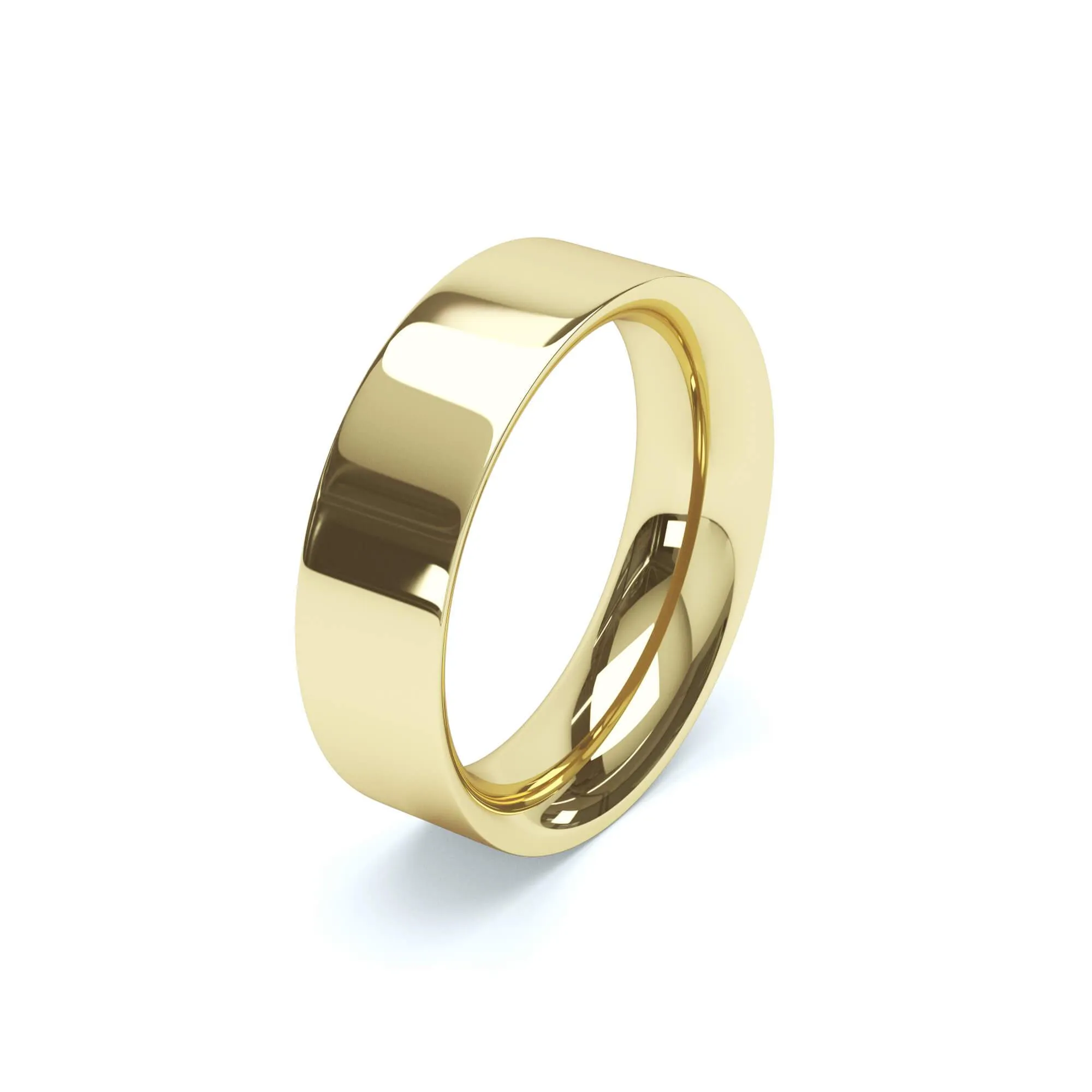 - Flat Court Profile Wedding Ring 18k Yellow Gold