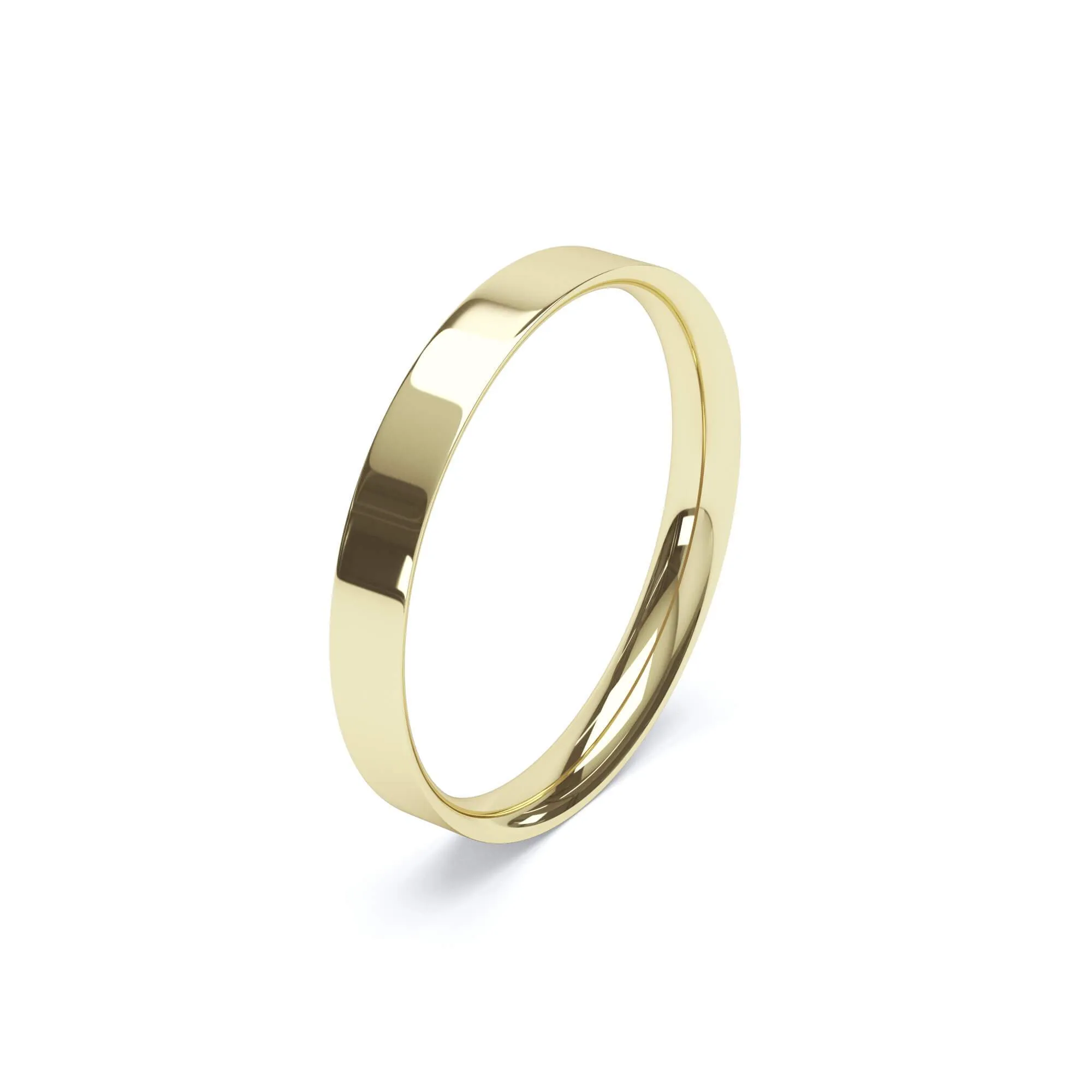 - Flat Court Profile Wedding Ring 18k Yellow Gold