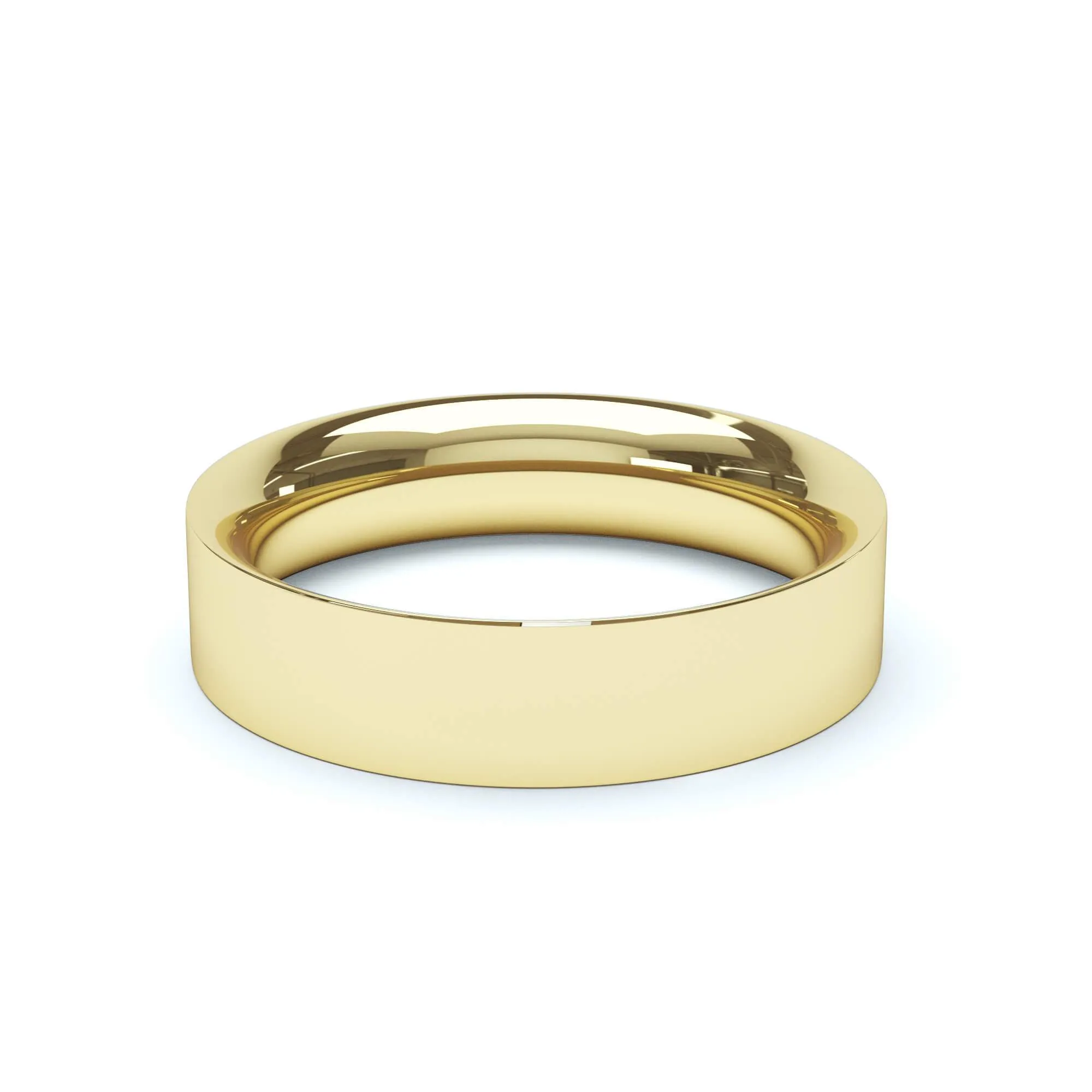 - Flat Court Profile Wedding Ring 18k Yellow Gold