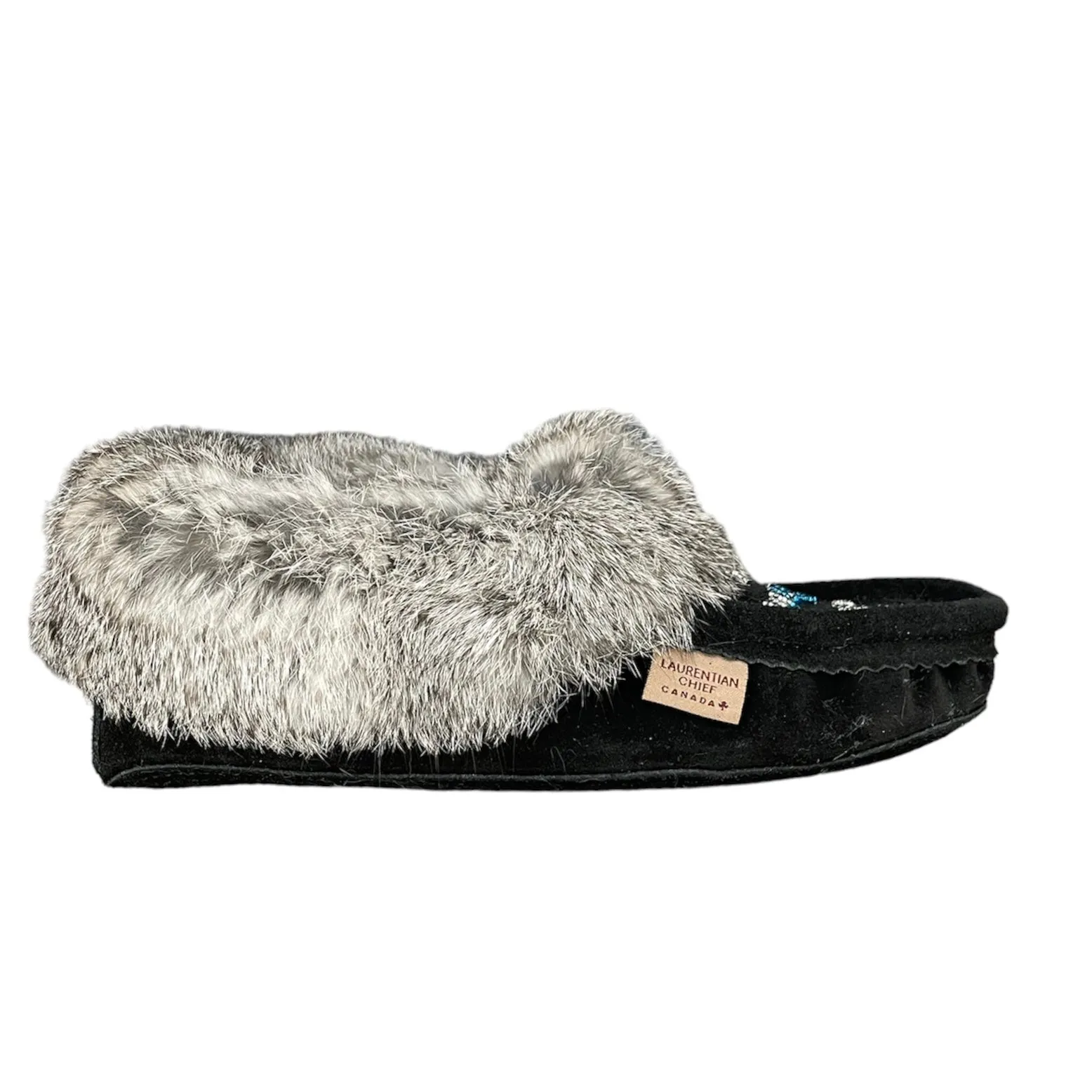 Fur Moccasin - Black Suede