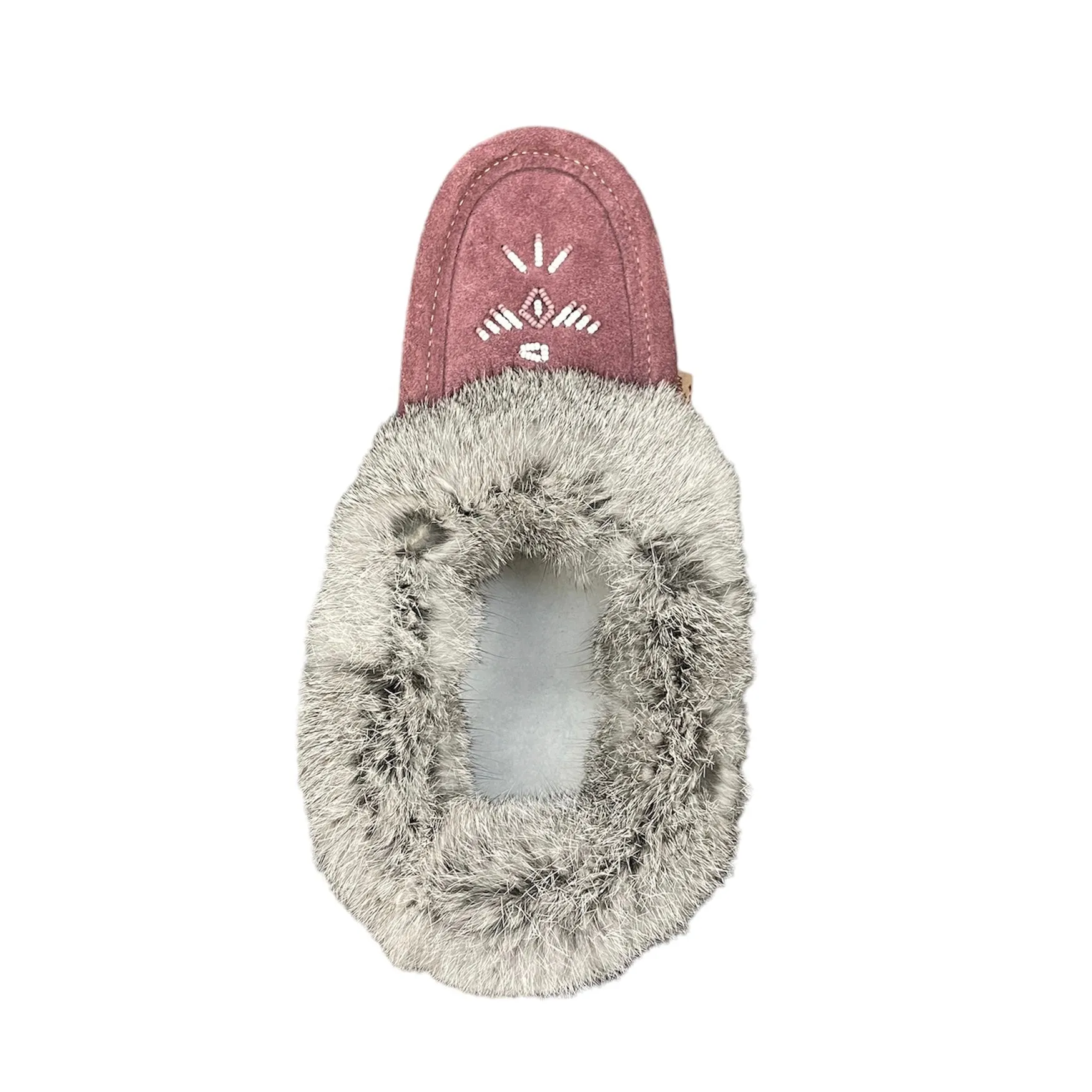 Fur Moccasin - Plum Suede