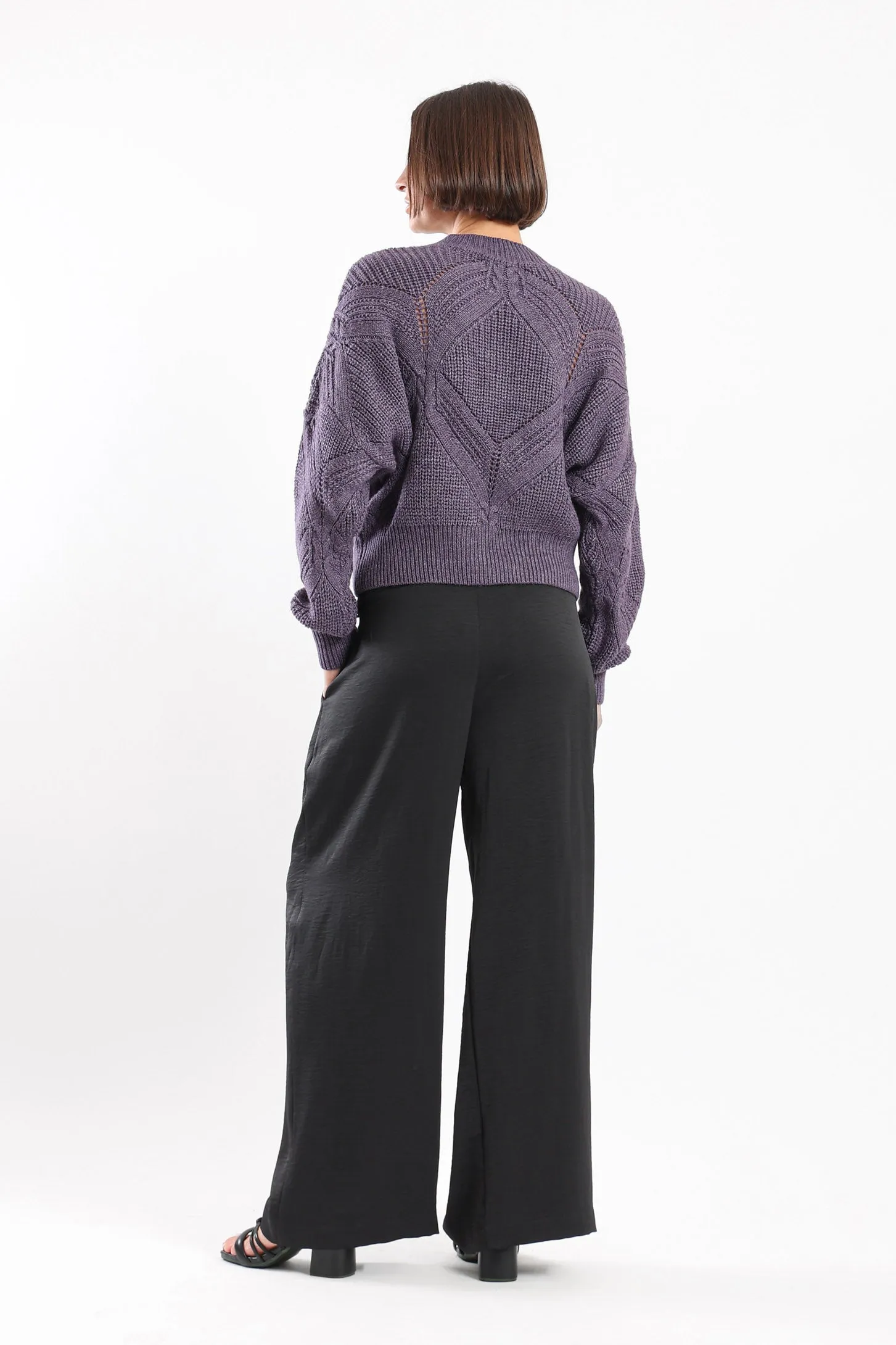 FUZZY KNIT SWEATER - PURPLE