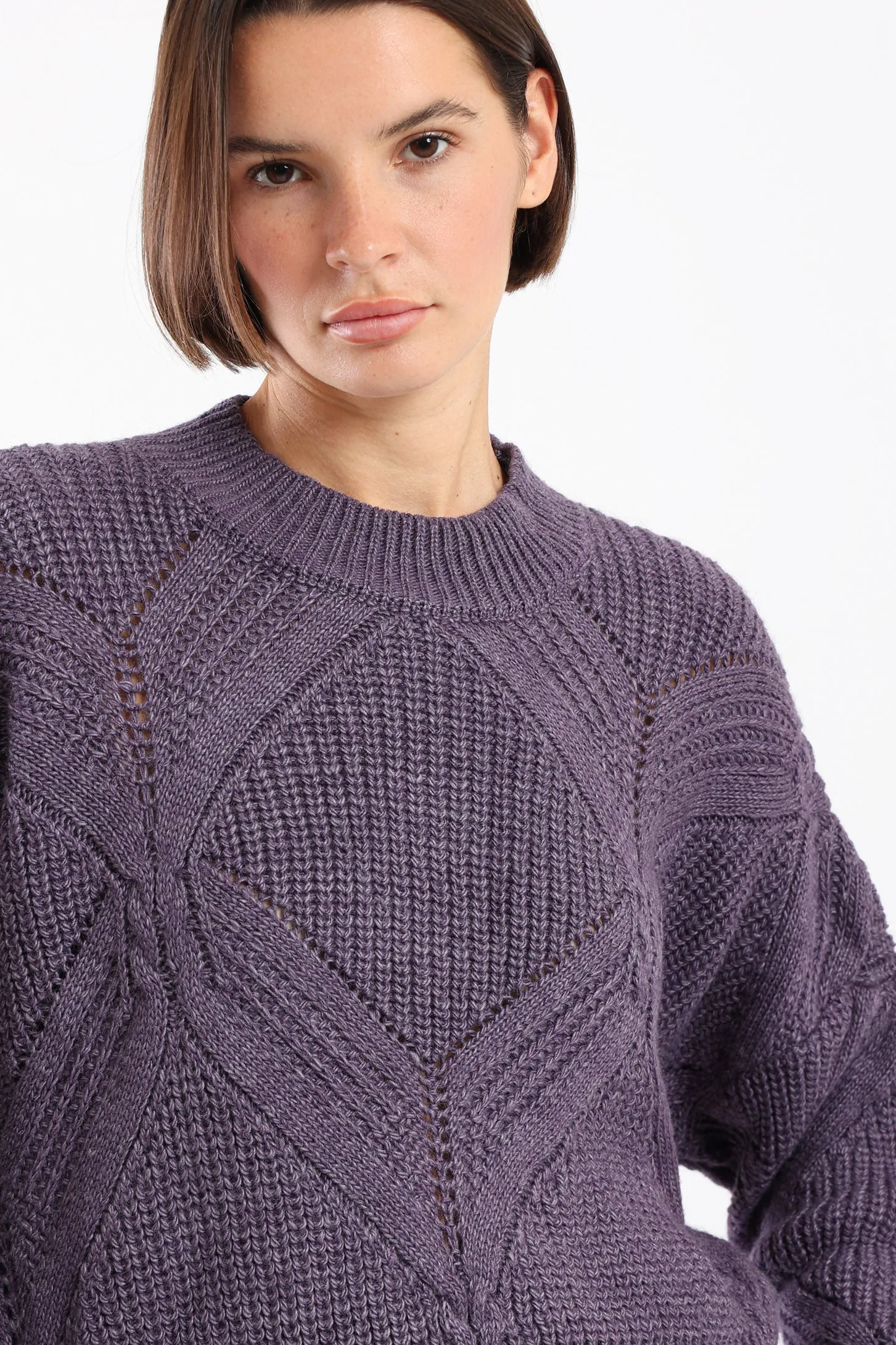 FUZZY KNIT SWEATER - PURPLE