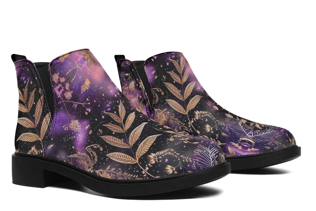 Galactic Bloom Chelsea Boots - Comfy Slip-On - Soft & Water-Resistant Micro-Suede Vegan Shoes